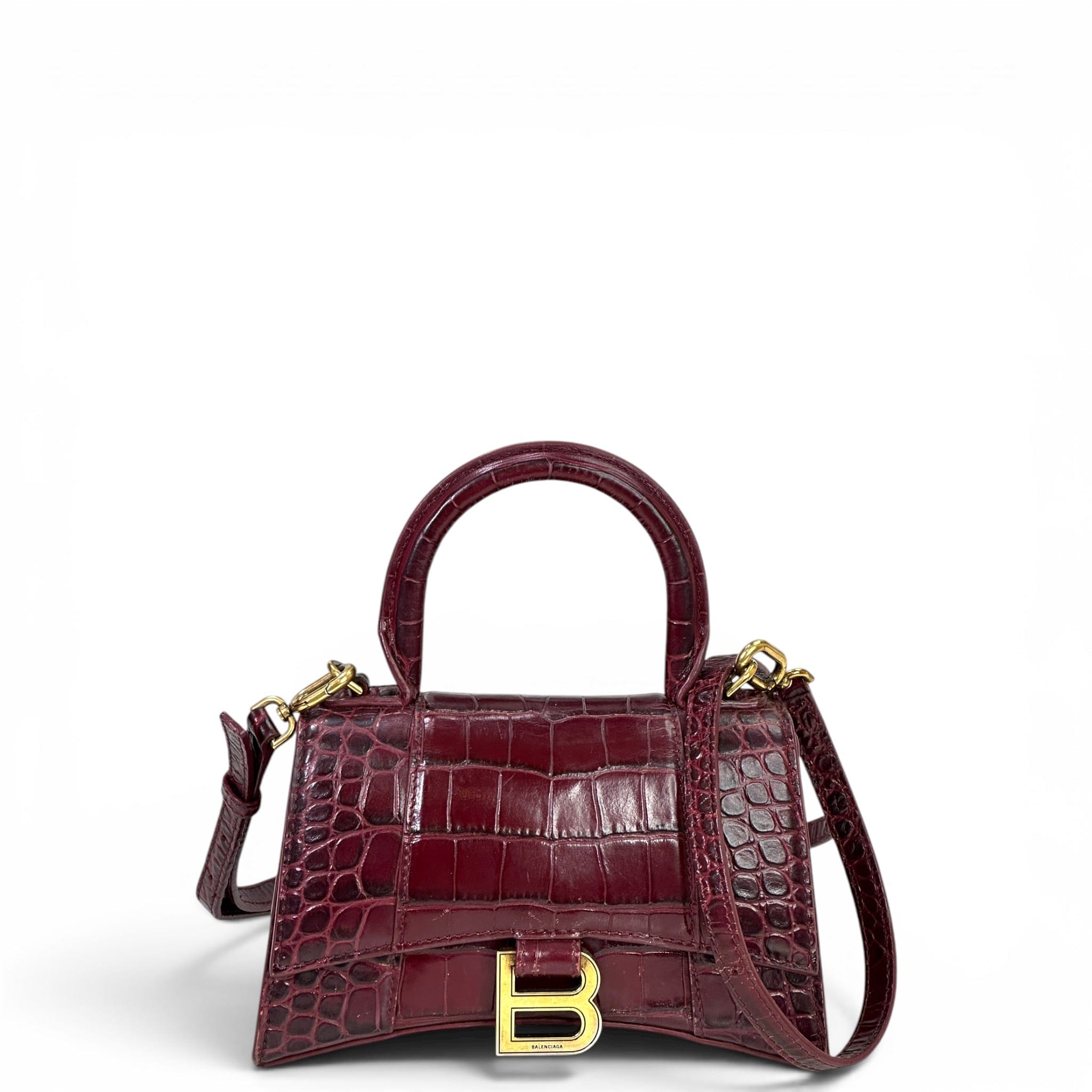 Balenciaga Hourglass Bag Croc - Embossed Calfskin