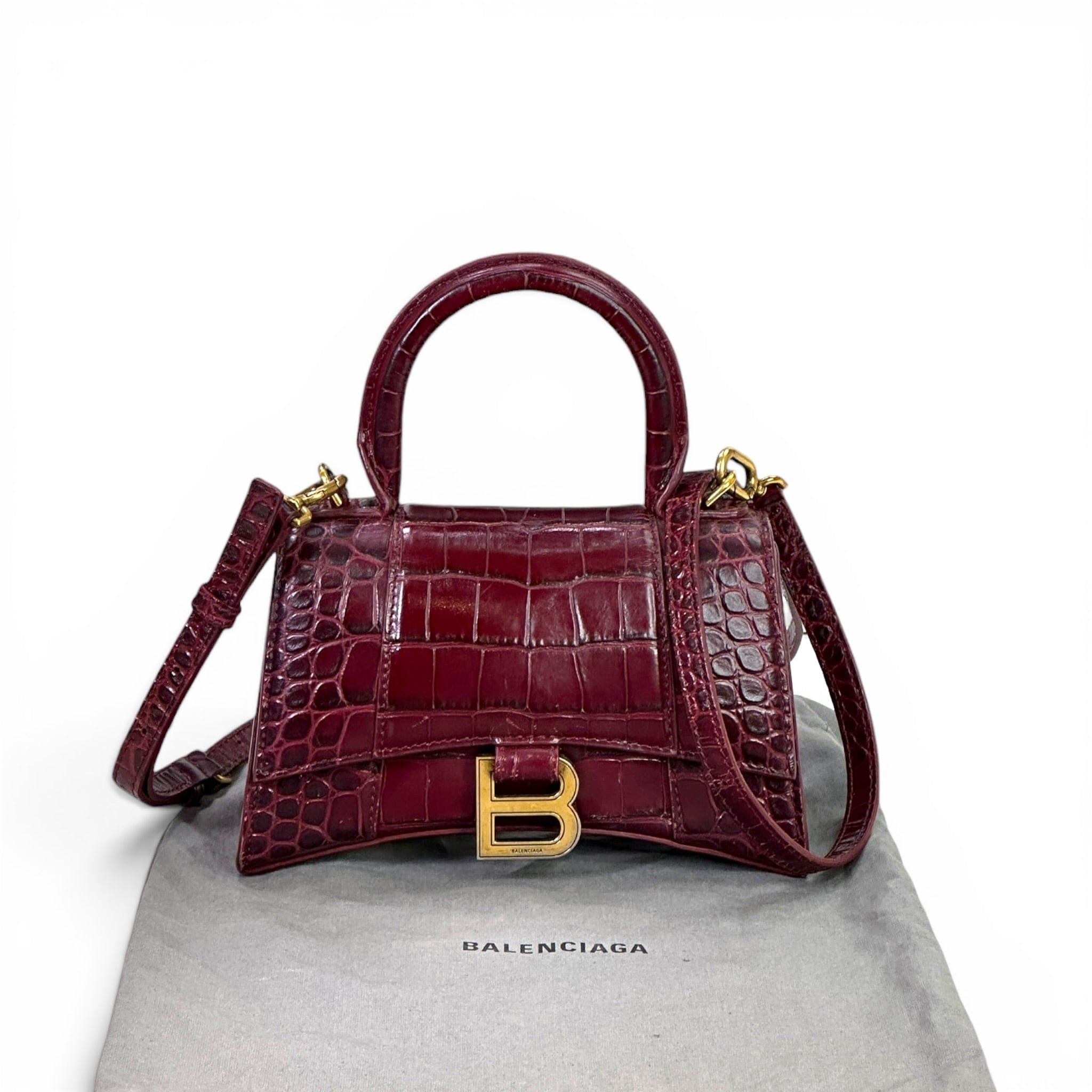 Balenciaga Hourglass Bag Croc - Embossed Calfskin