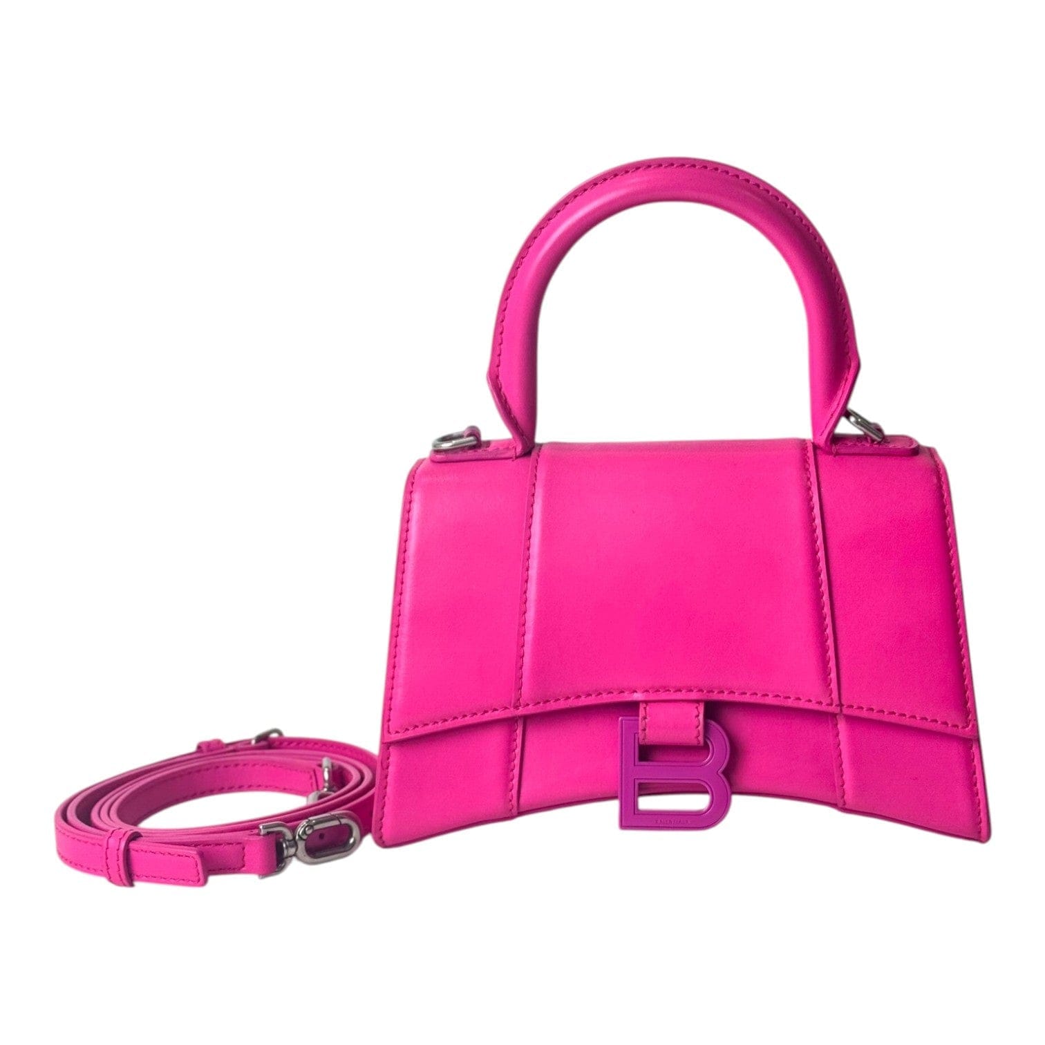 Balenciaga Mini Pink Hourglass Bag with Strap