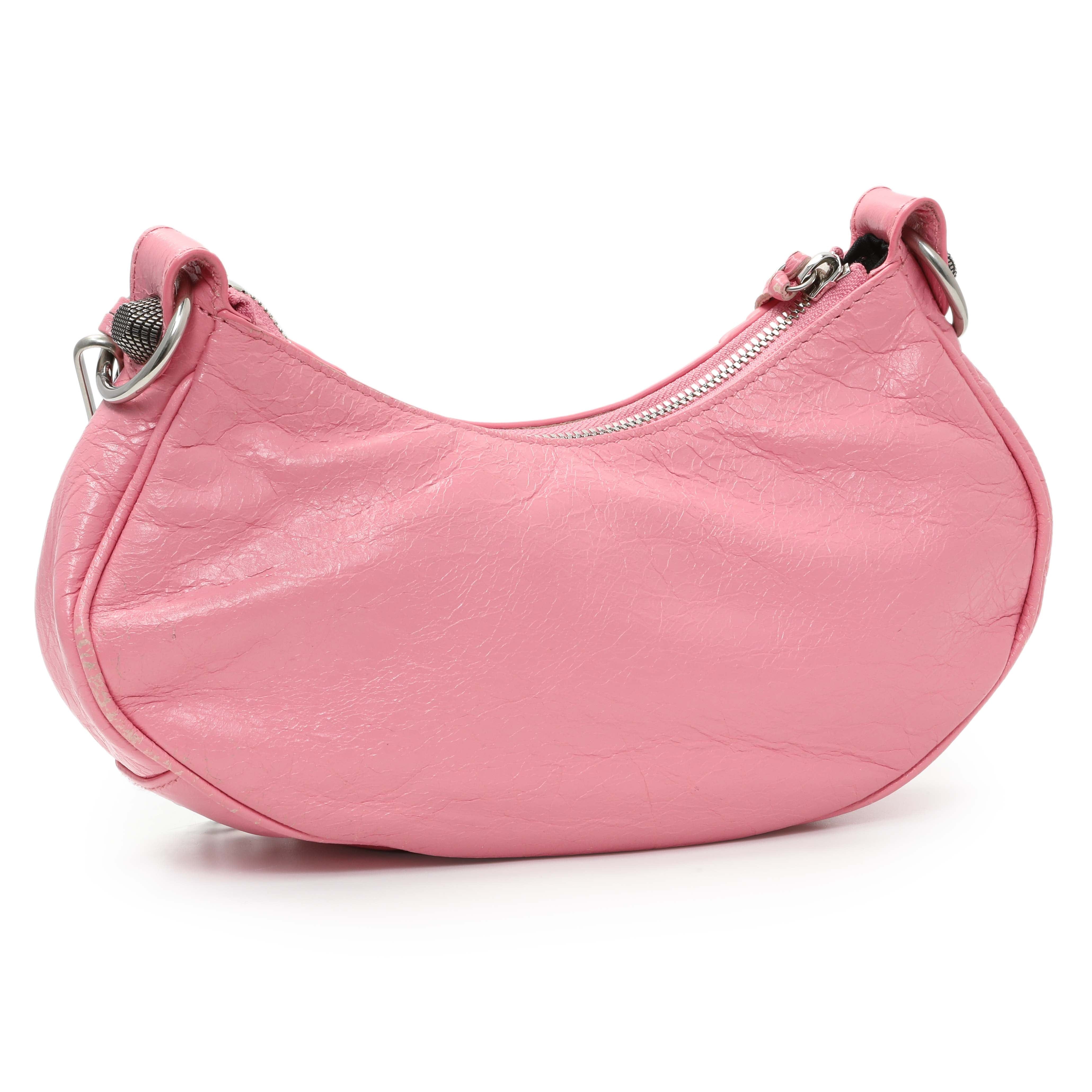 Balenciaga Pink Arena Calfskin Leather Le Cagole with Chain