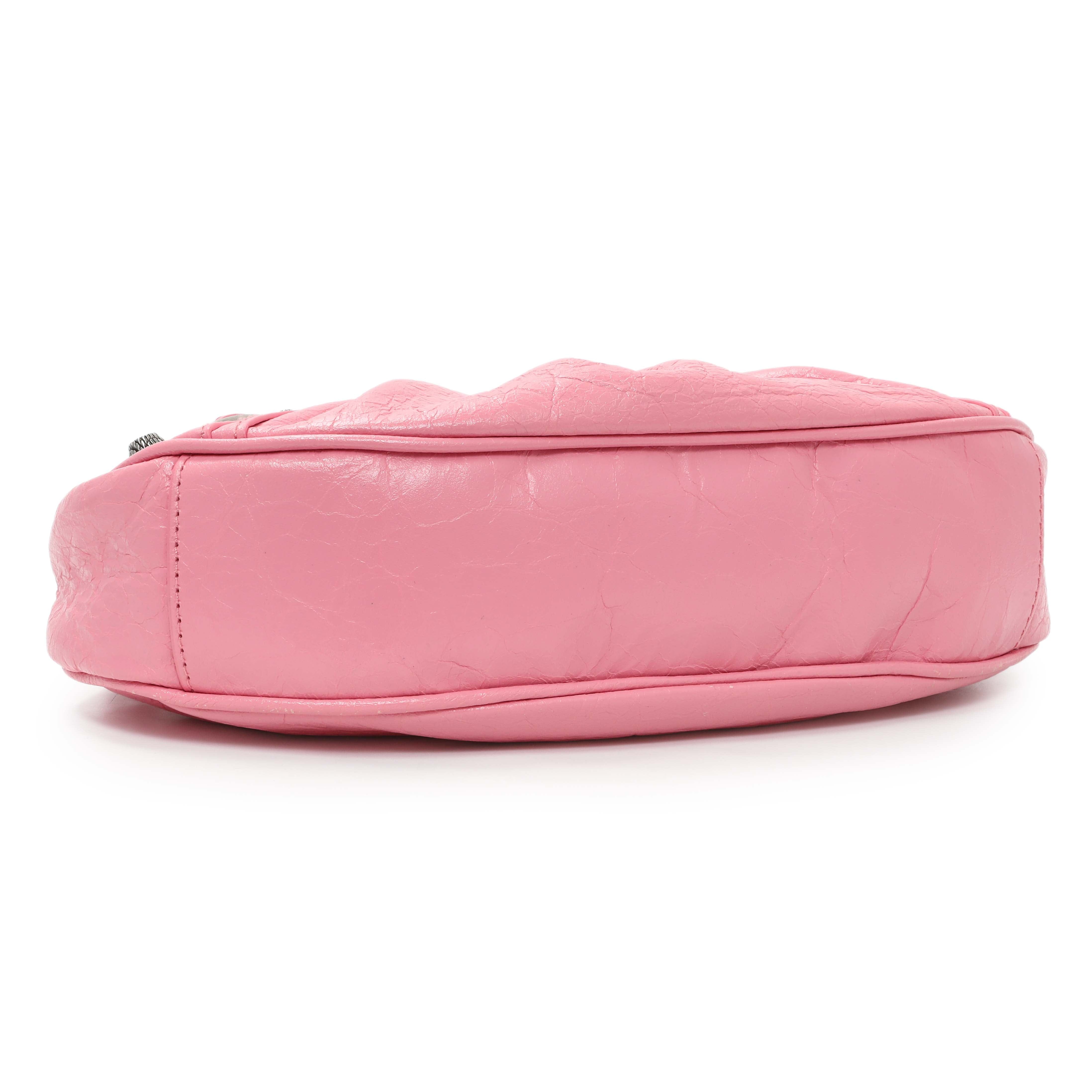 Balenciaga Pink Arena Calfskin Leather Le Cagole with Chain