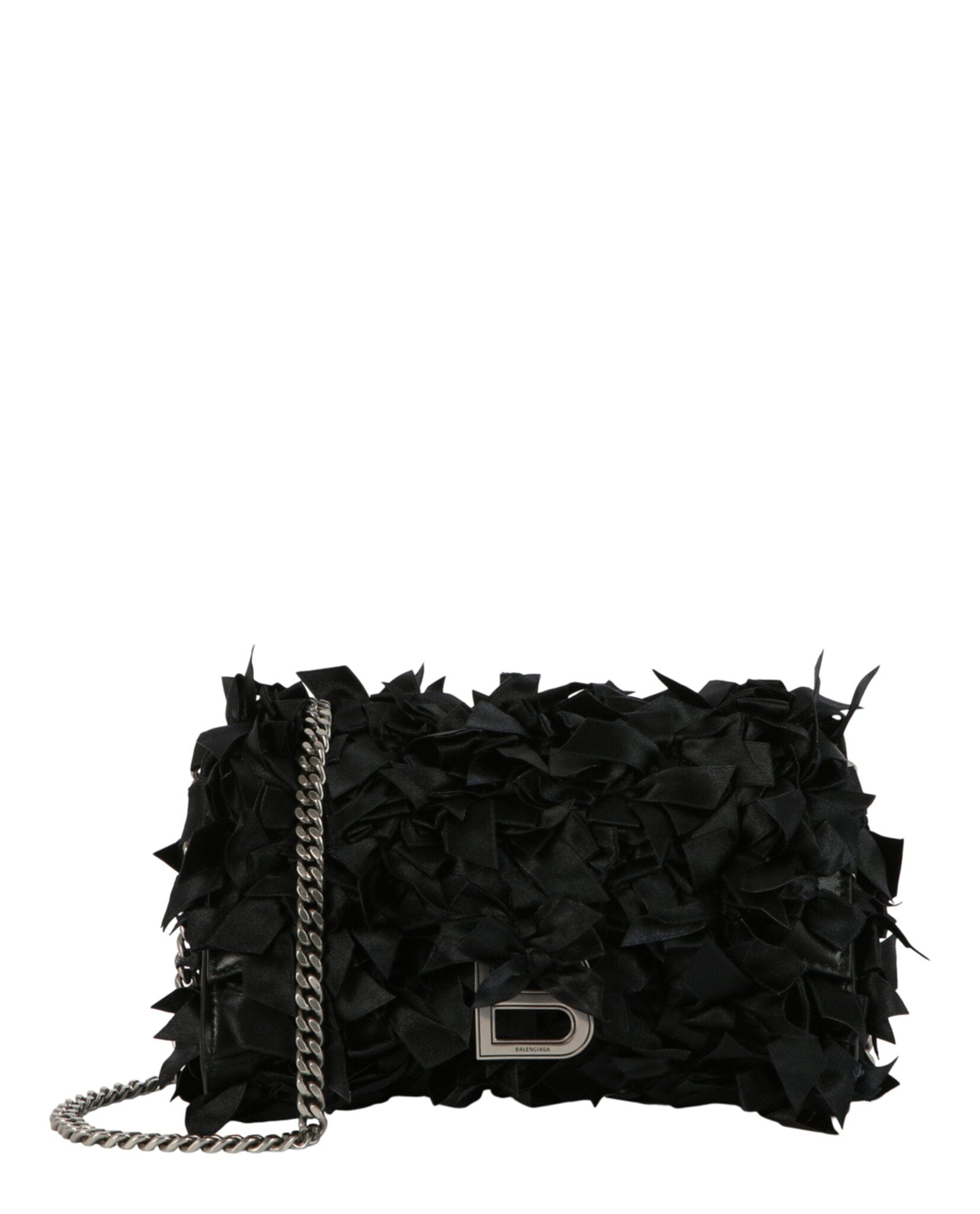 Balenciaga Womens Hourglass Satin Bow Wallet On Chain