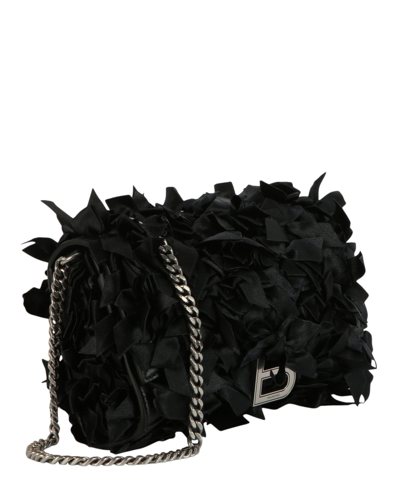 Balenciaga Womens Hourglass Satin Bow Wallet On Chain