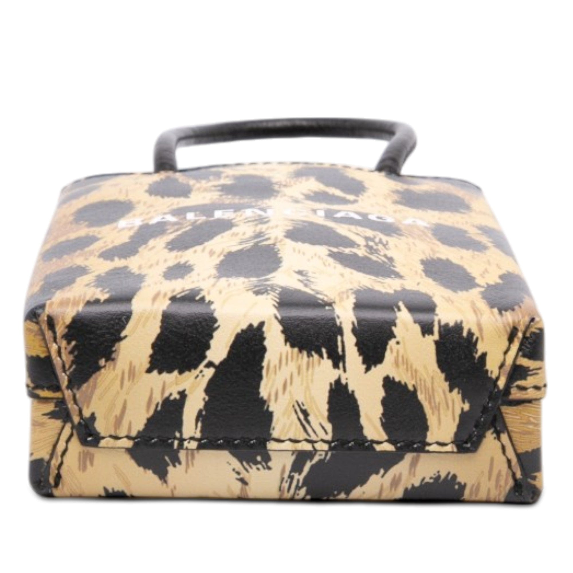 Balenciaga Mini Leopard Print Logo Shopping Phone Holder