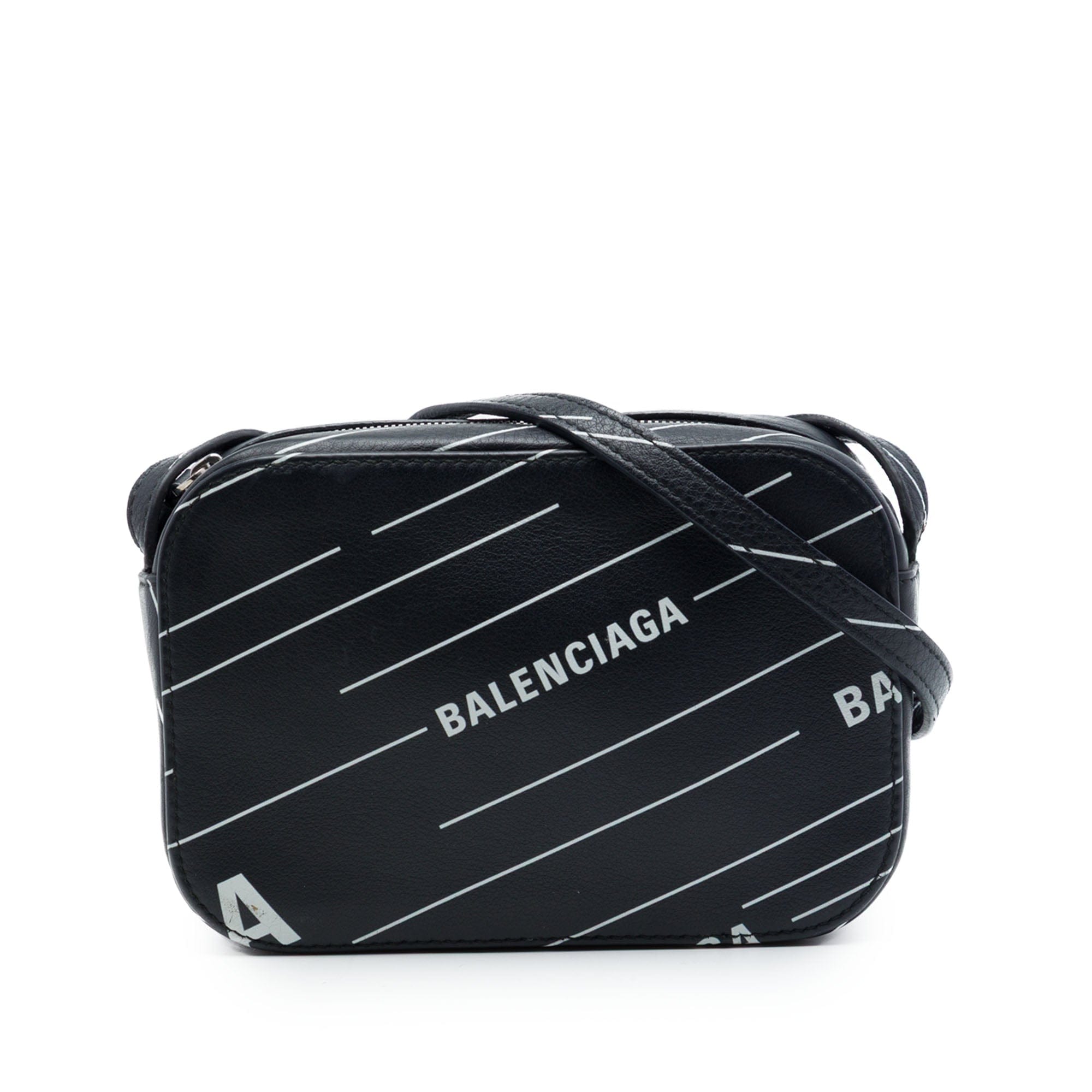 Balenciaga Leather Logo Print Everyday Camera Bag XS