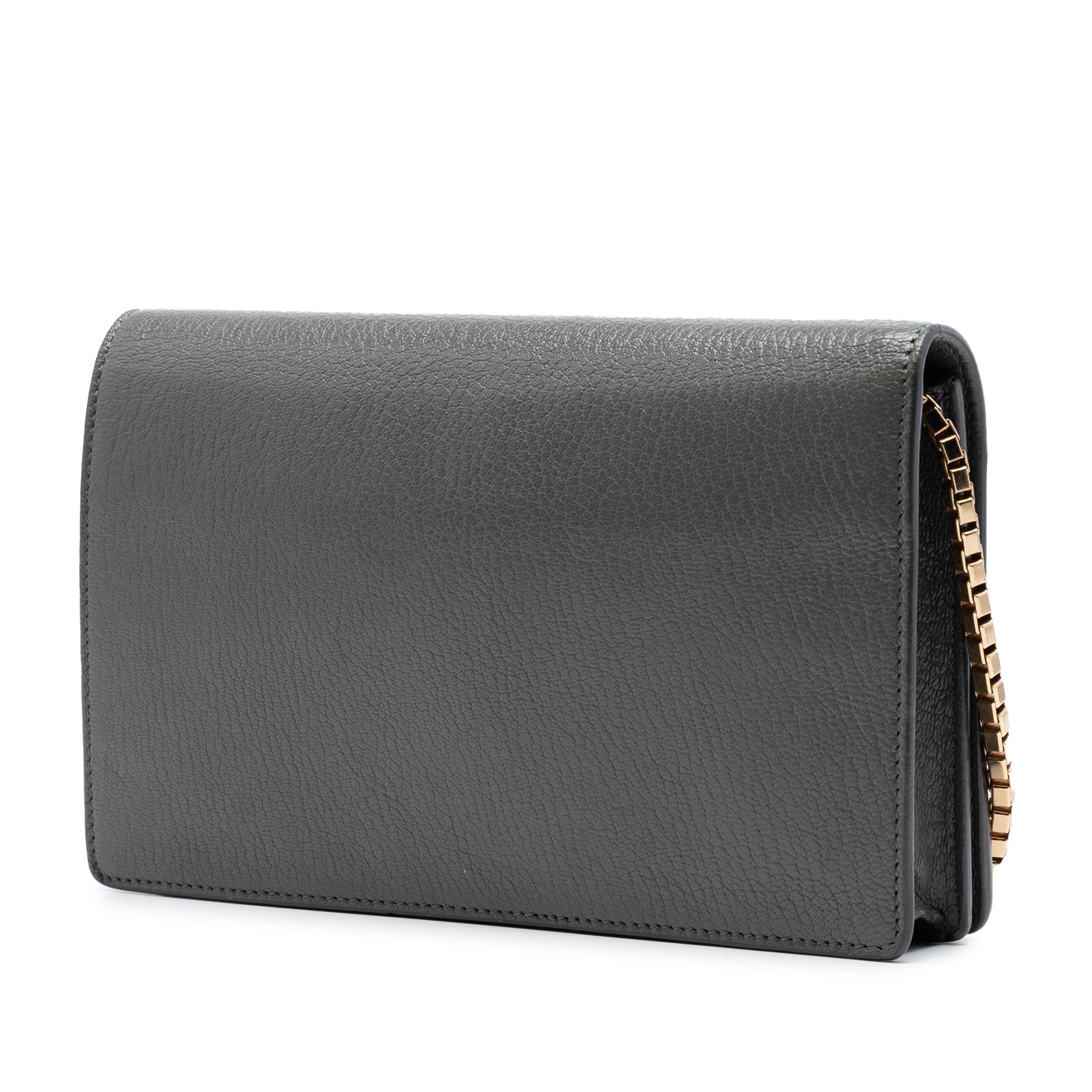 Balenciaga Goatskin Motocross Metallic Edge Wallet on Chain