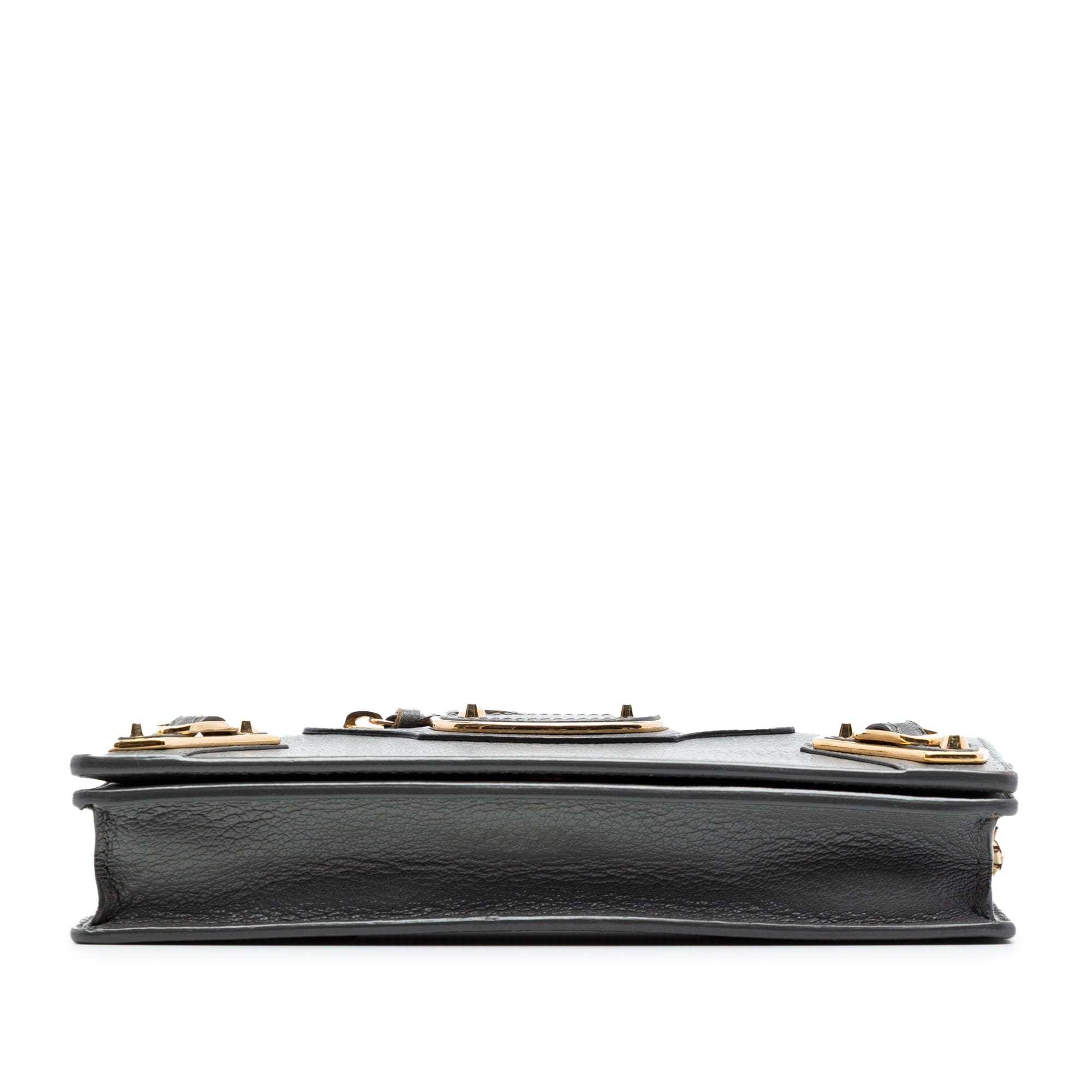 Balenciaga Goatskin Motocross Metallic Edge Wallet on Chain