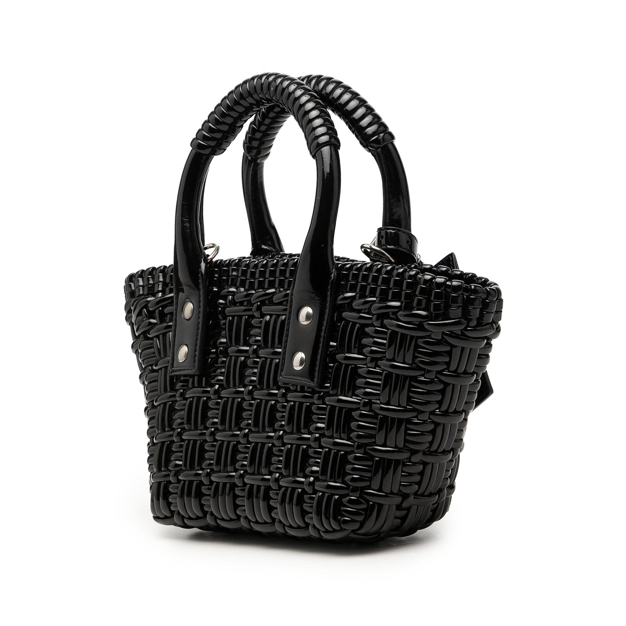 Balenciaga Faux Leather Bistro Basket Bag XXS