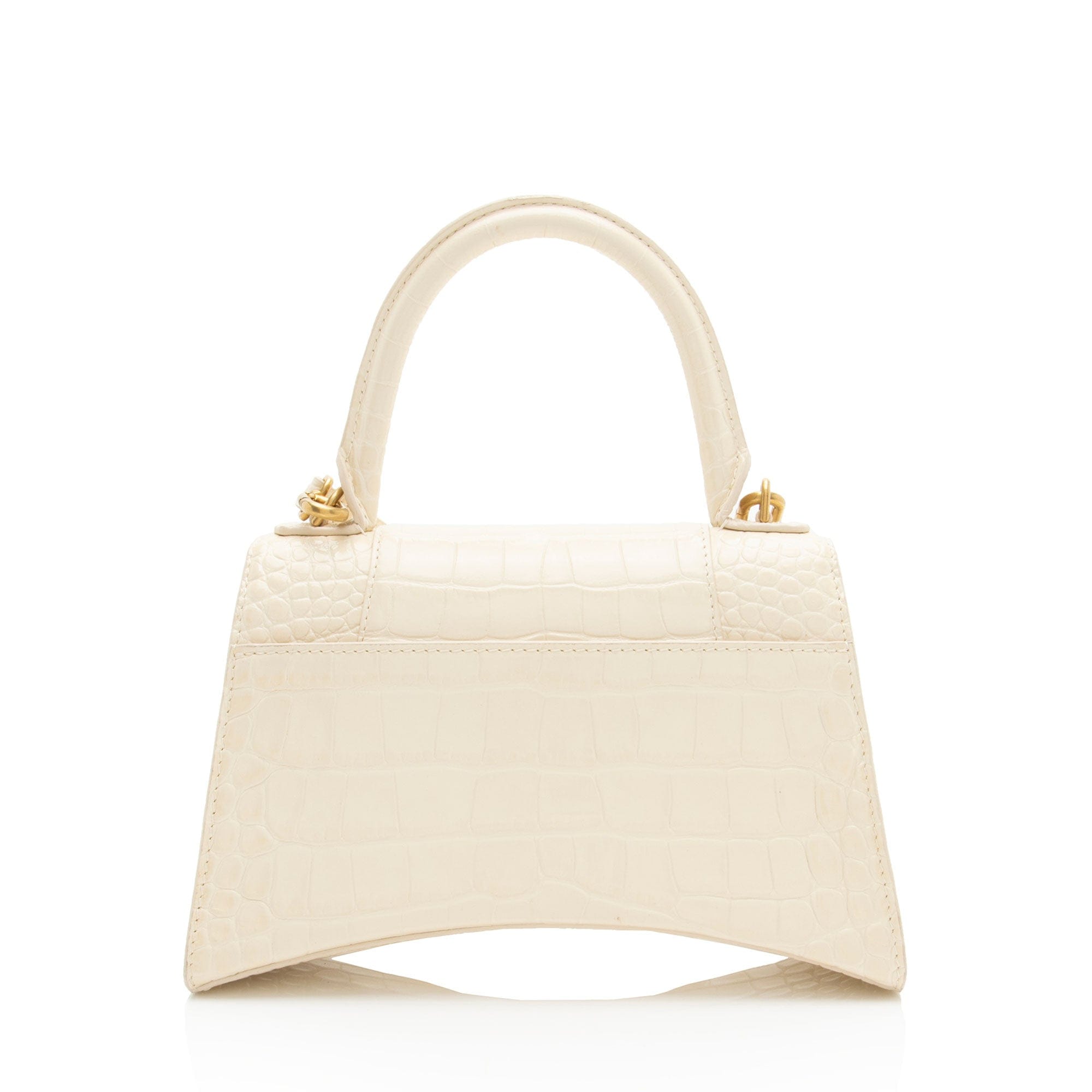 Balenciaga Shiny Croc Embossed Calfskin Hourglass Small Top Handle
