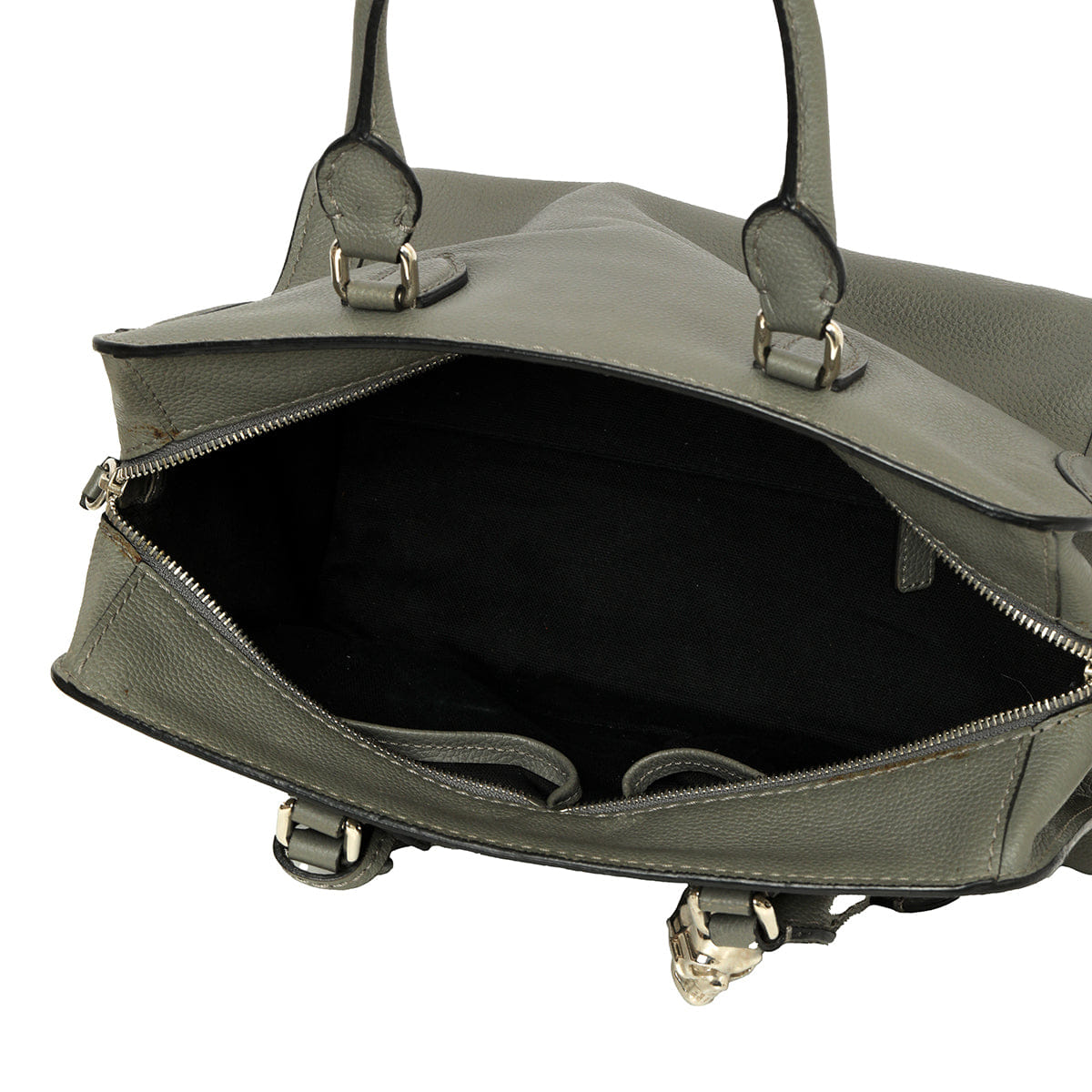 Alexander McQueen Grey Calfskin Leather Small Skull Padlock Zip Tote Bag
