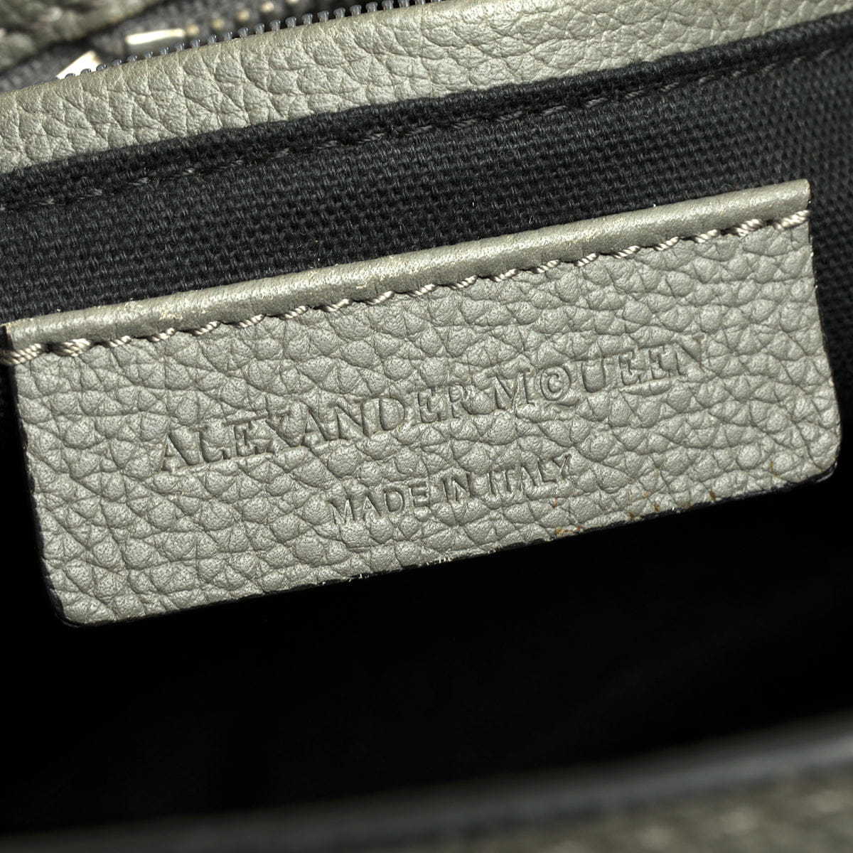 Alexander McQueen Grey Calfskin Leather Small Skull Padlock Zip Tote Bag