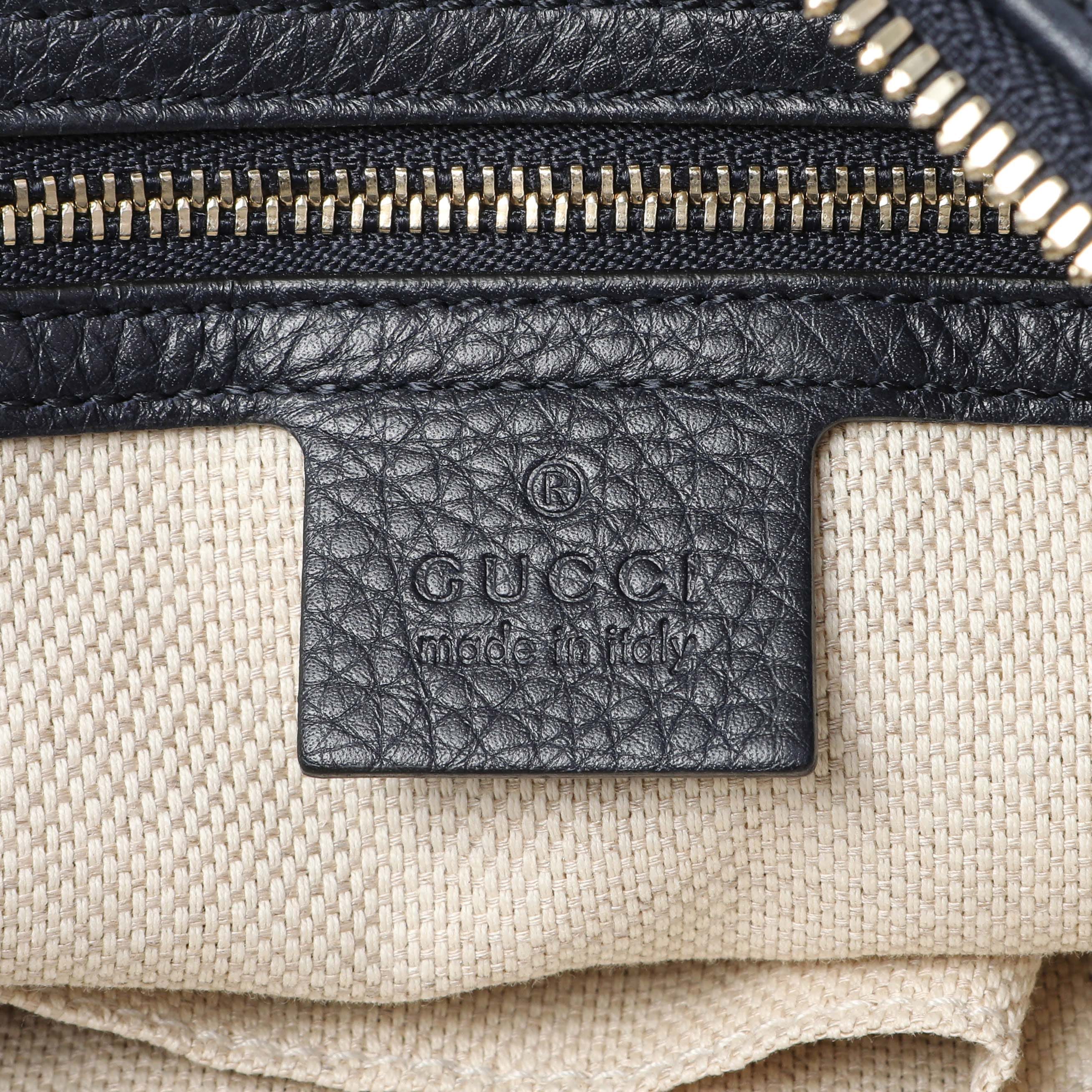 Gucci Navy Blue Pebbled Calfskin Soho Hobo