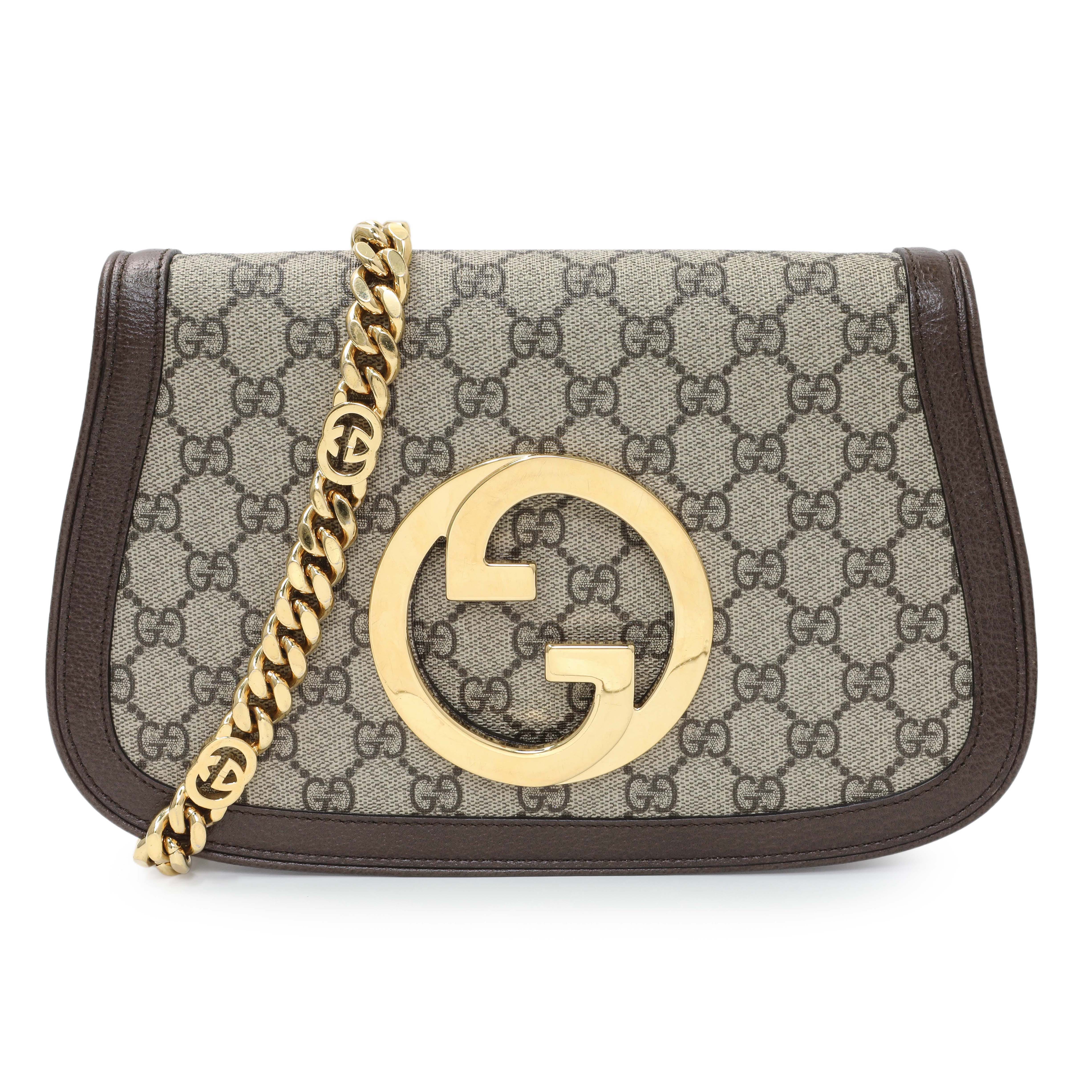 Gucci GG Supreme Monogram Textured Dollar Calfskin Blondie Chain Shoulder Flap