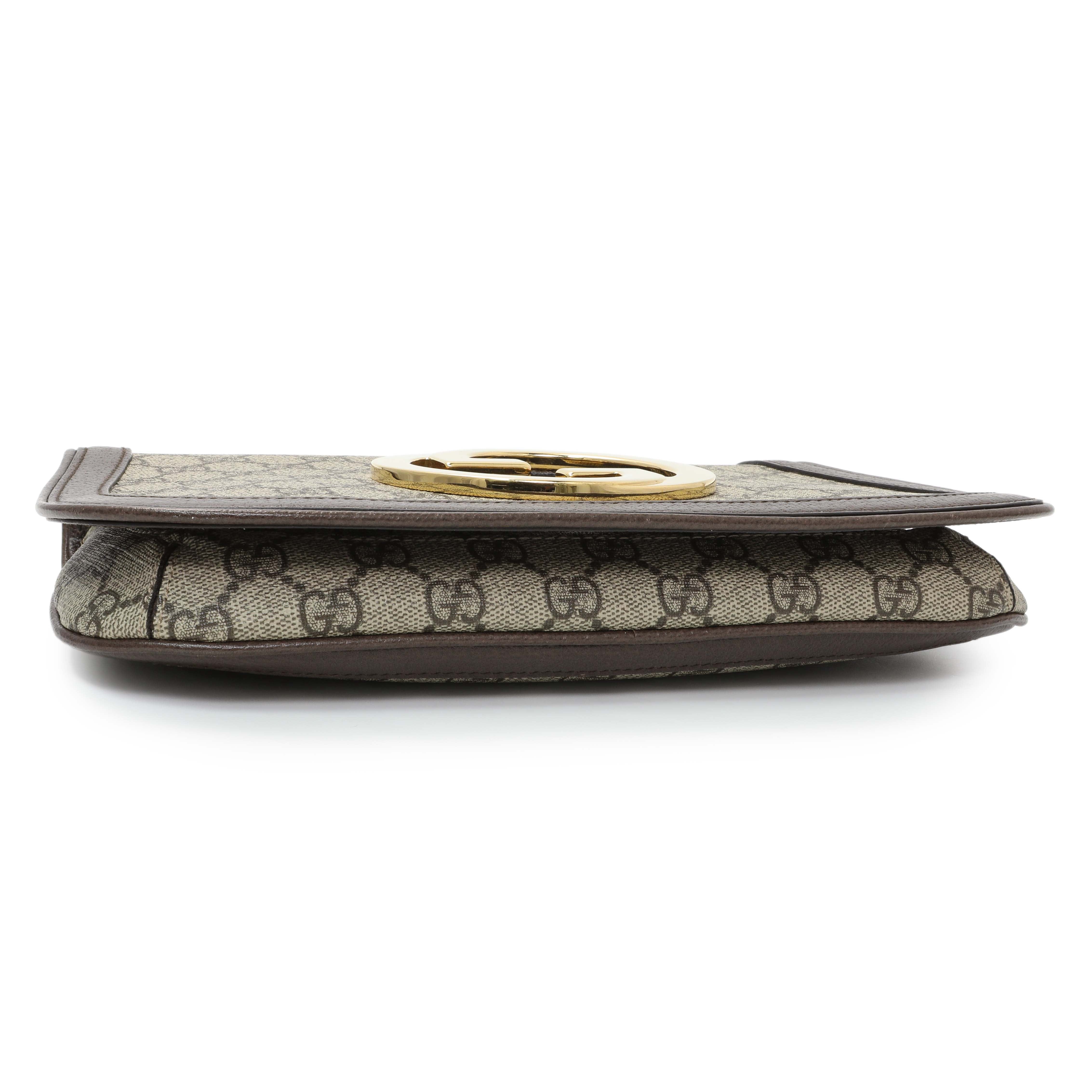 Gucci GG Supreme Monogram Textured Dollar Calfskin Blondie Chain Shoulder Flap