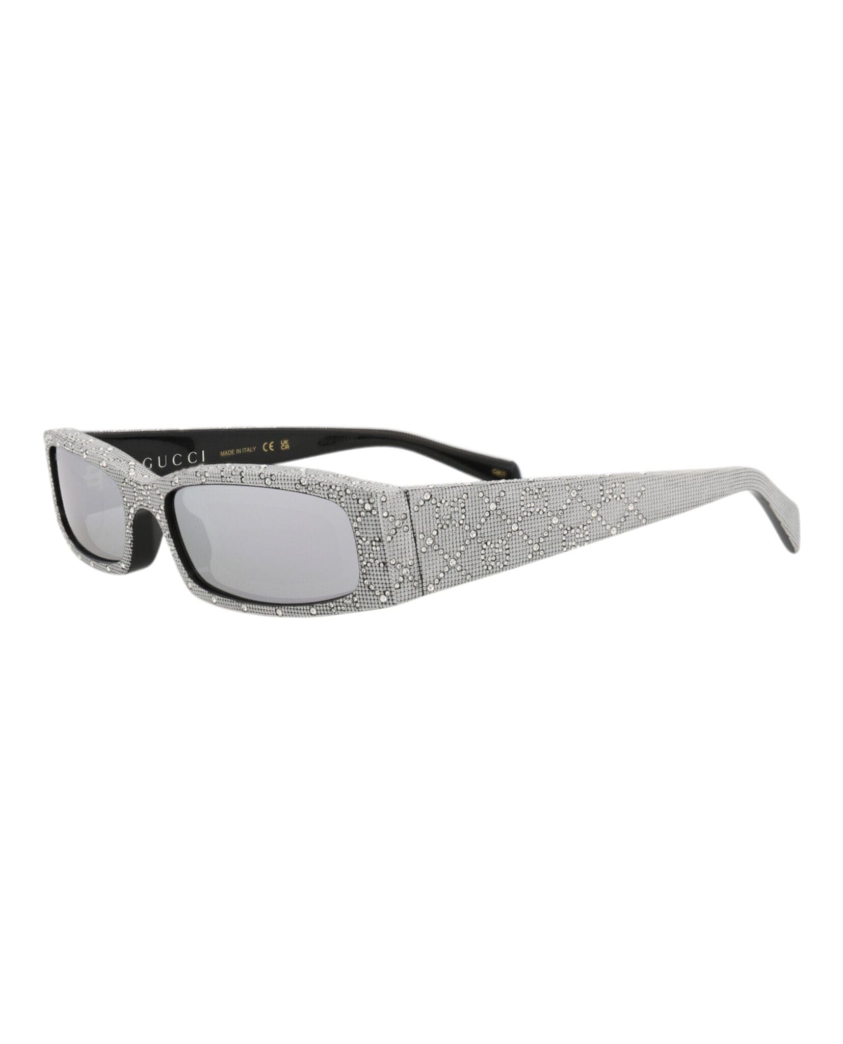 Gucci Mens Square/Rectangle Black Black Silver Fashion Designer Eyewear