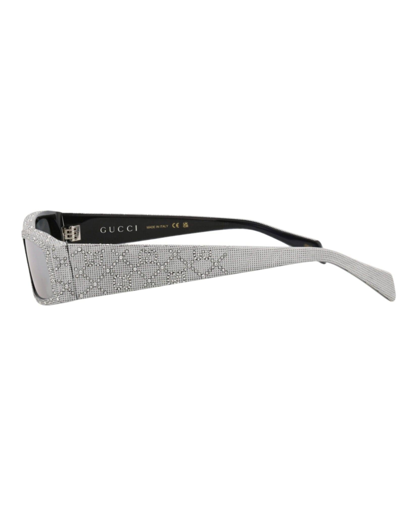 Gucci Mens Square/Rectangle Black Black Silver Fashion Designer Eyewear
