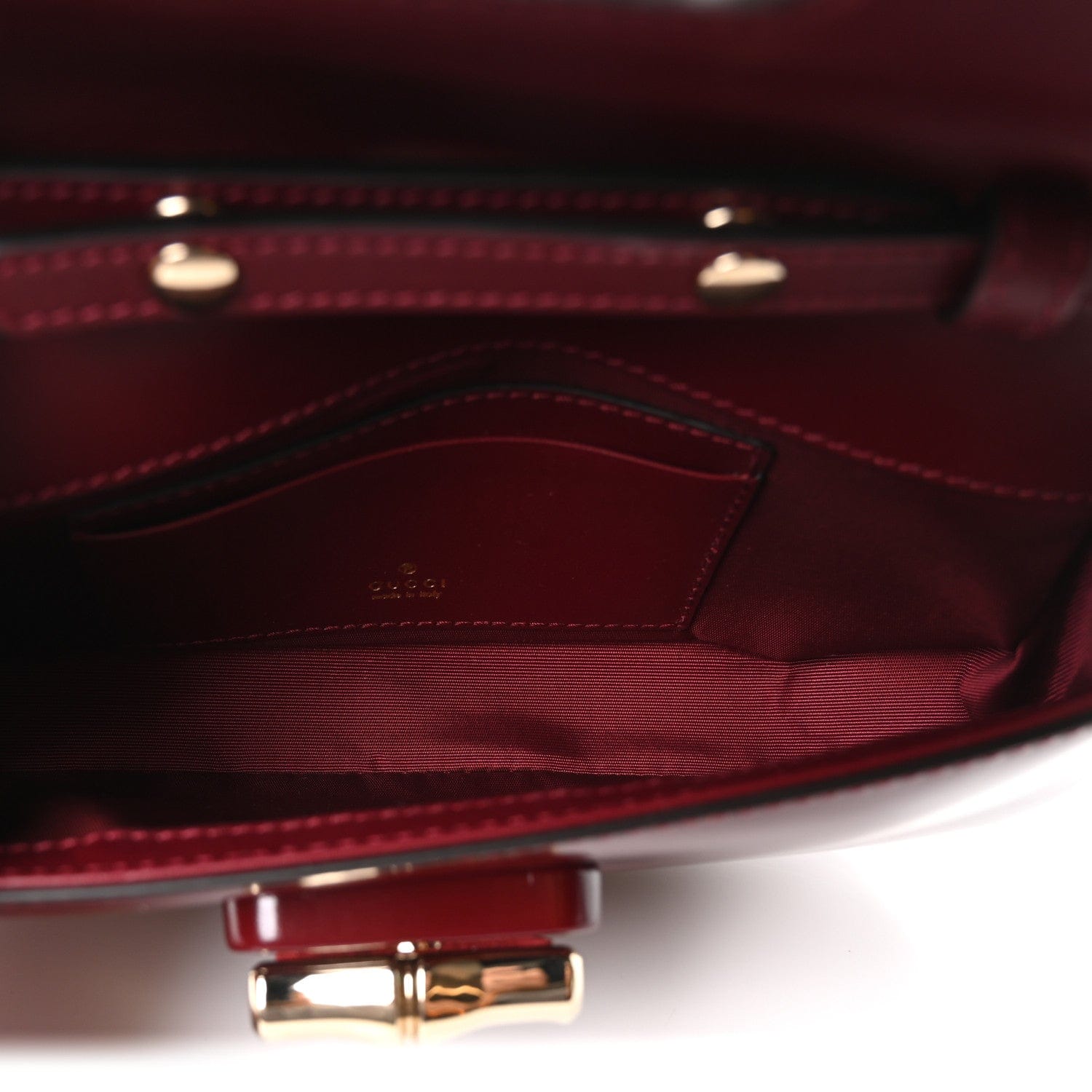 Gucci Shiny Calfskin Small Bamboo Night Bag Rosso Ancora