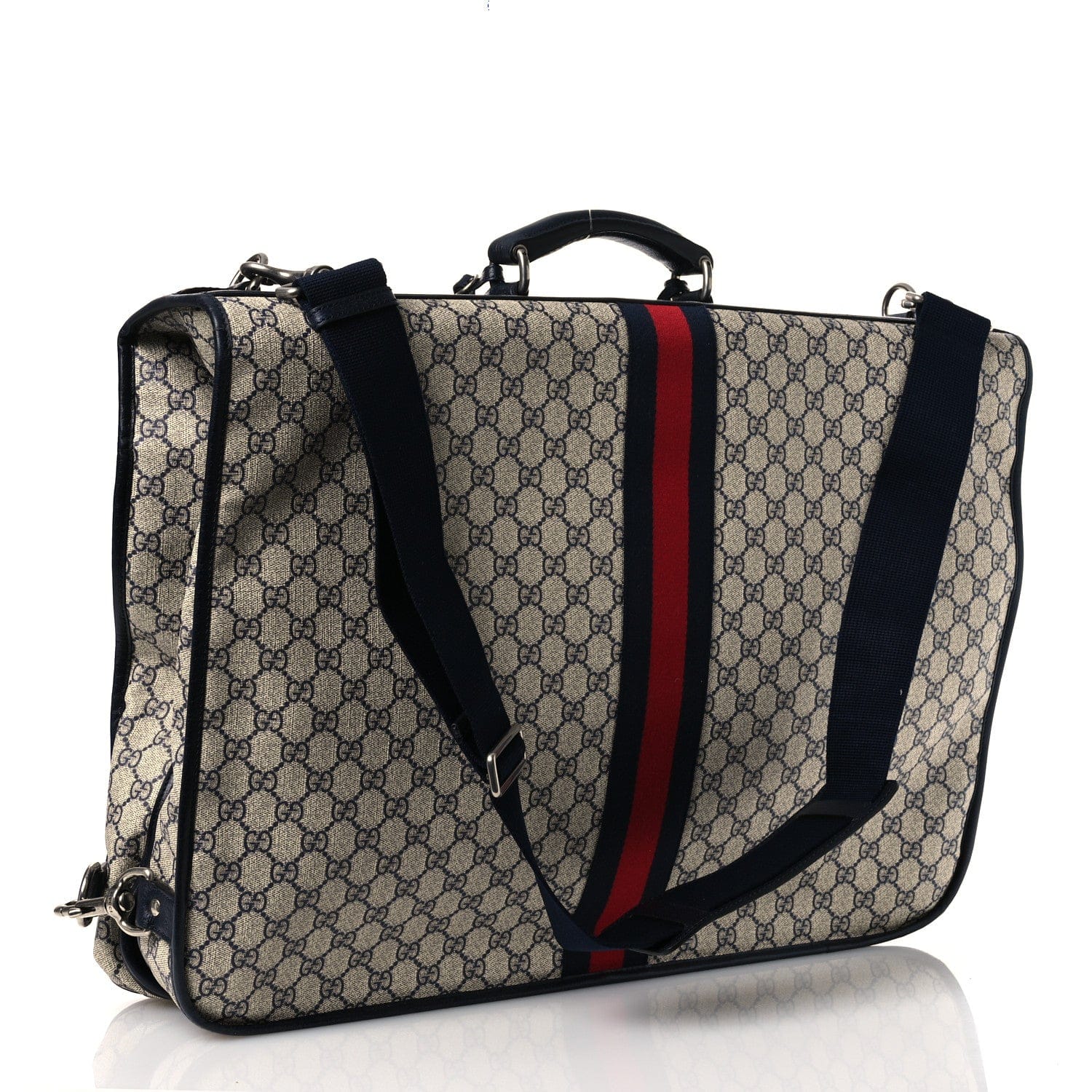 Gucci GG Supreme Monogram Web Savoy Garment Bag Beige Blue