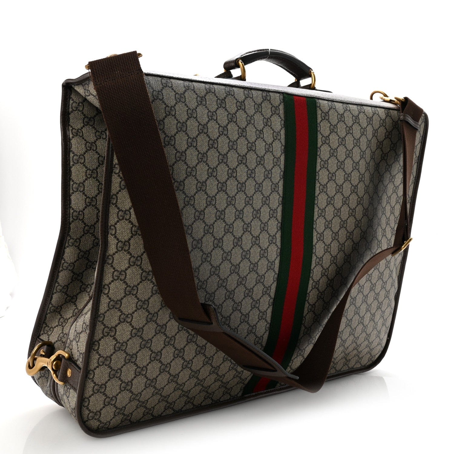 Gucci GG Supreme Monogram Web Savoy Garment Bag Beige Ebony New Acero