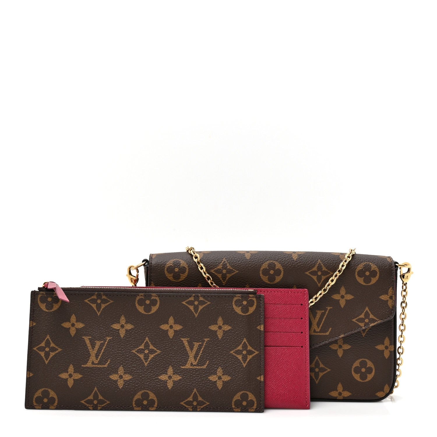 Louis Vuitton Monogram Pochette Felicie Chain Wallet Fuchsia