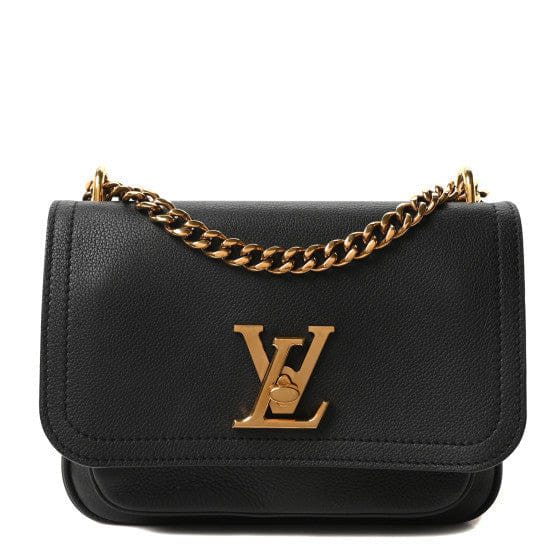 Louis Vuitton Grained Calfskin Lockme Chain Bag PM Black