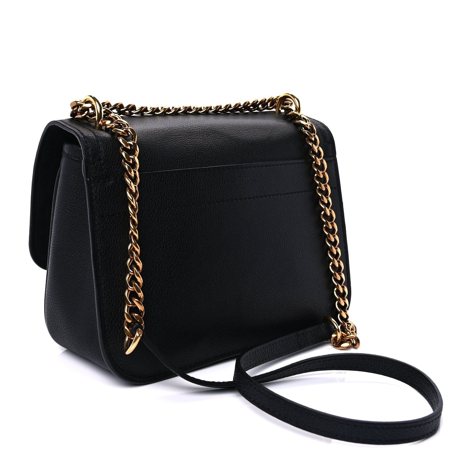 Louis Vuitton Grained Calfskin Lockme Chain Bag PM Black