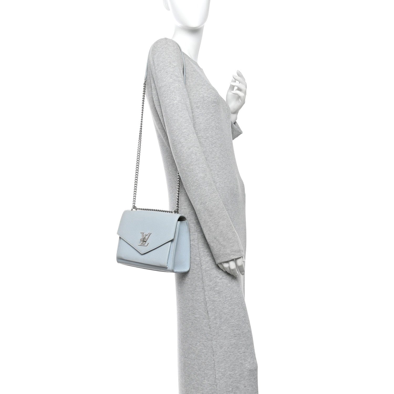 Louis Vuitton Soft Calfskin Mylockme Chain Bag BB Olympe Blue