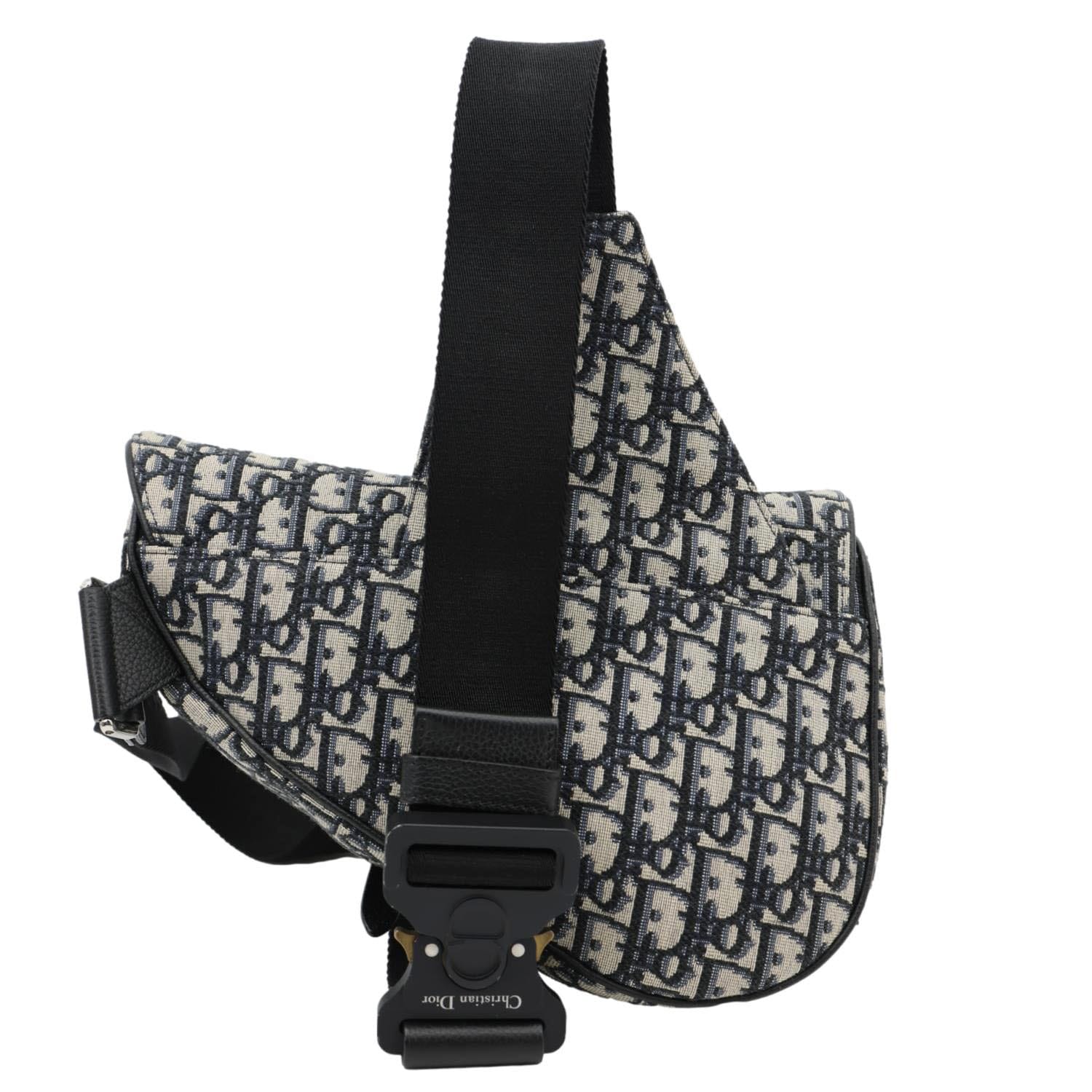 CHRISTIAN DIOR Saddle Oblique Jacquard Crossbody Bag Grey