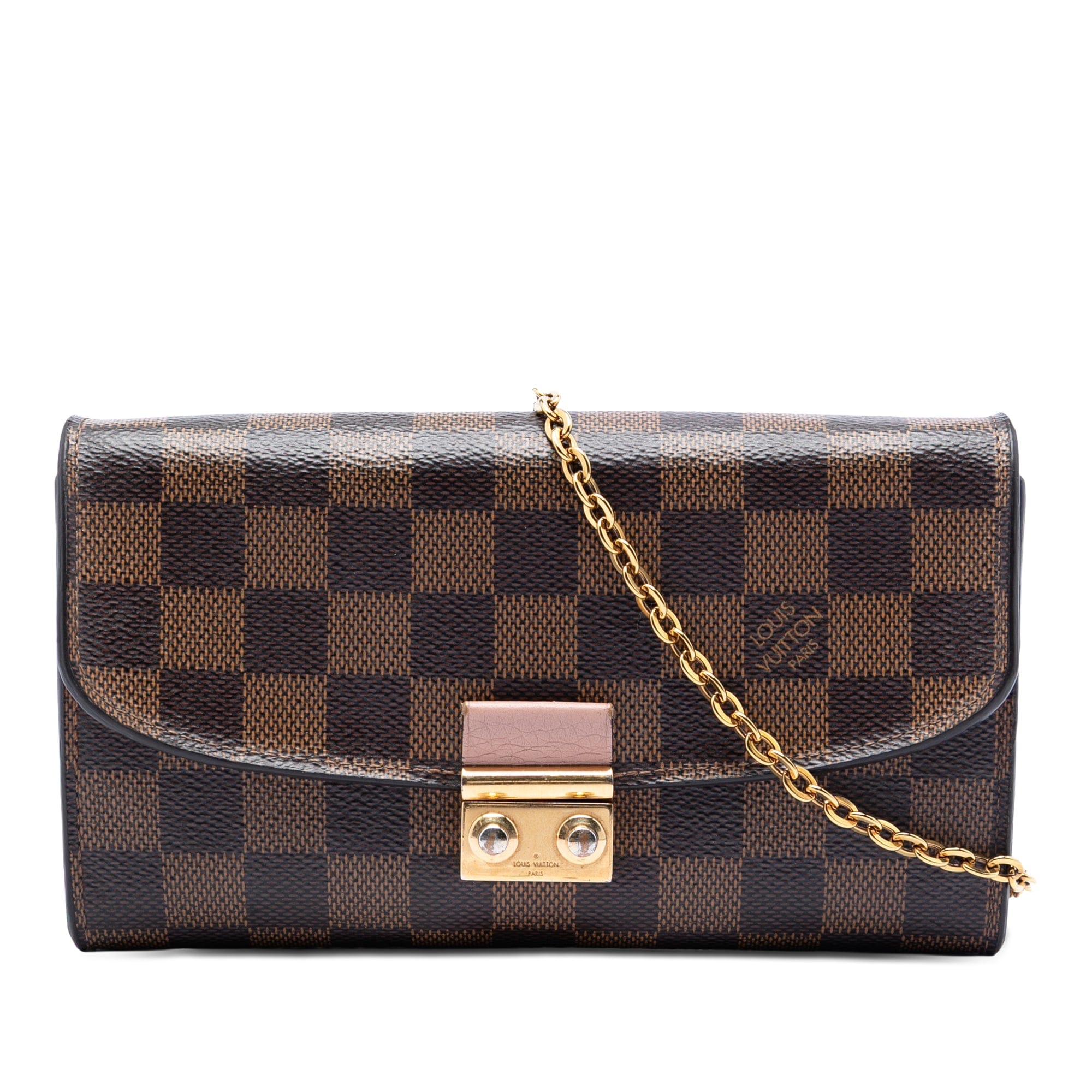 Louis Vuitton Damier Ebene Croisette Chain Wallet