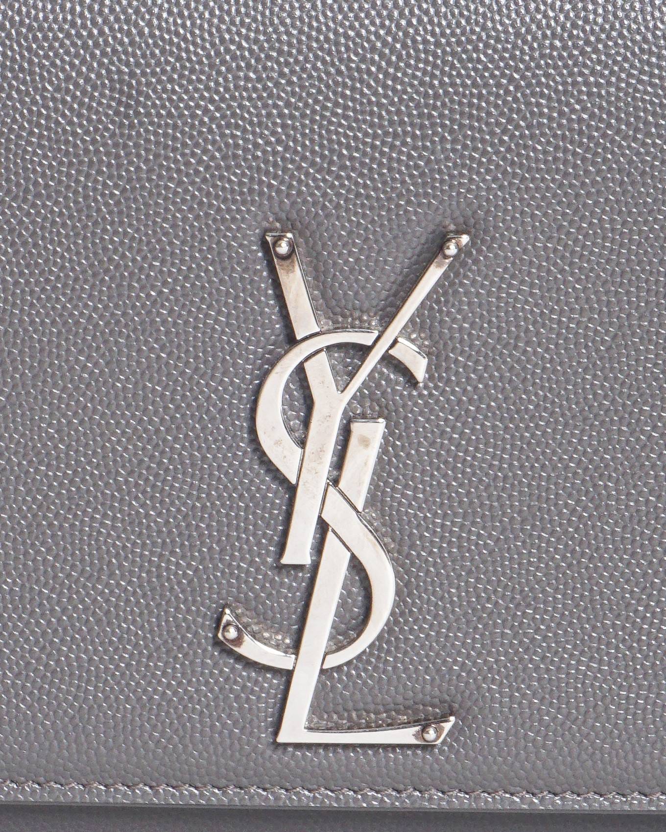 Saint Laurent Grey Grain de Poudre Kate Monogram Crossbody Bag