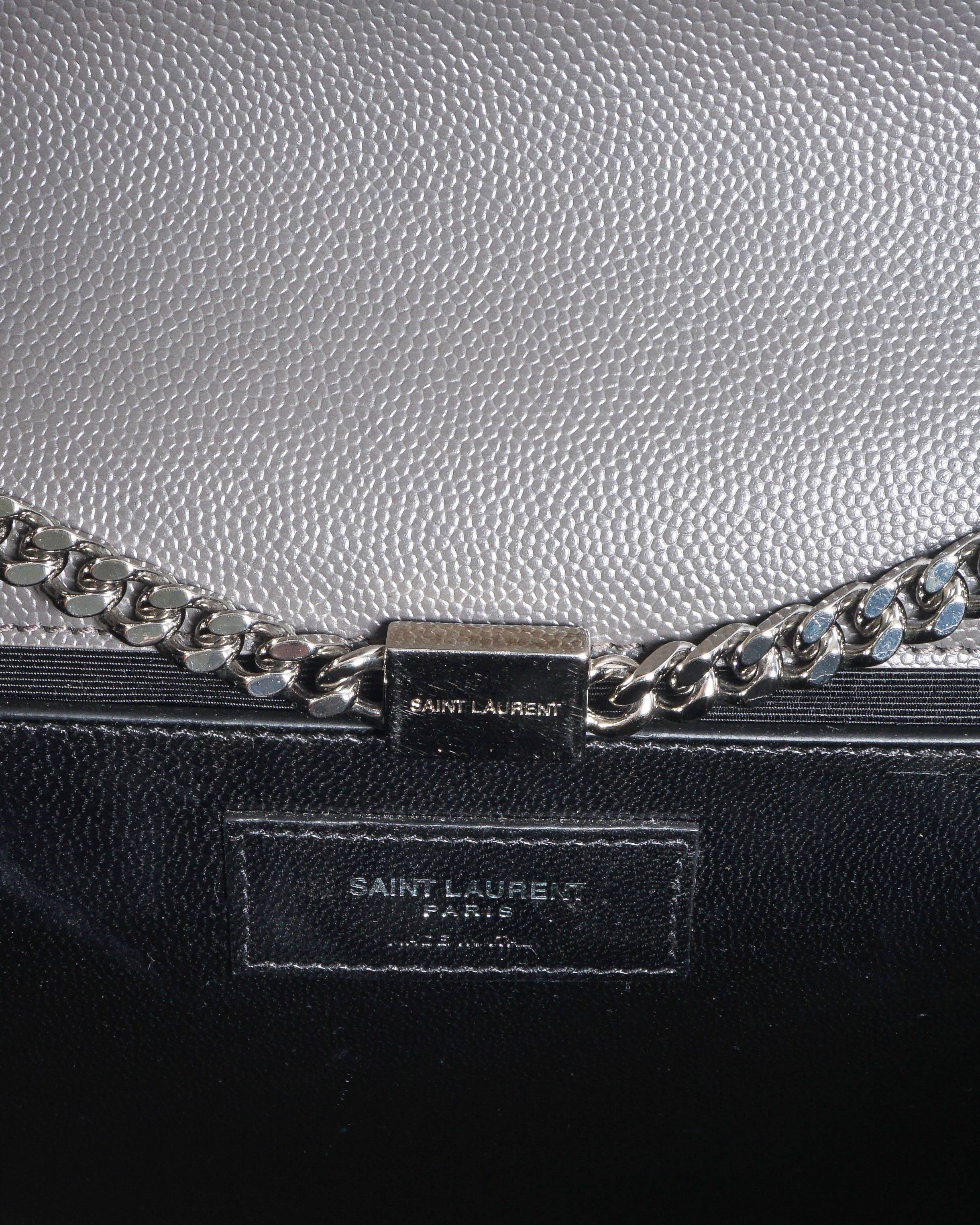Saint Laurent Grey Grain de Poudre Kate Monogram Crossbody Bag