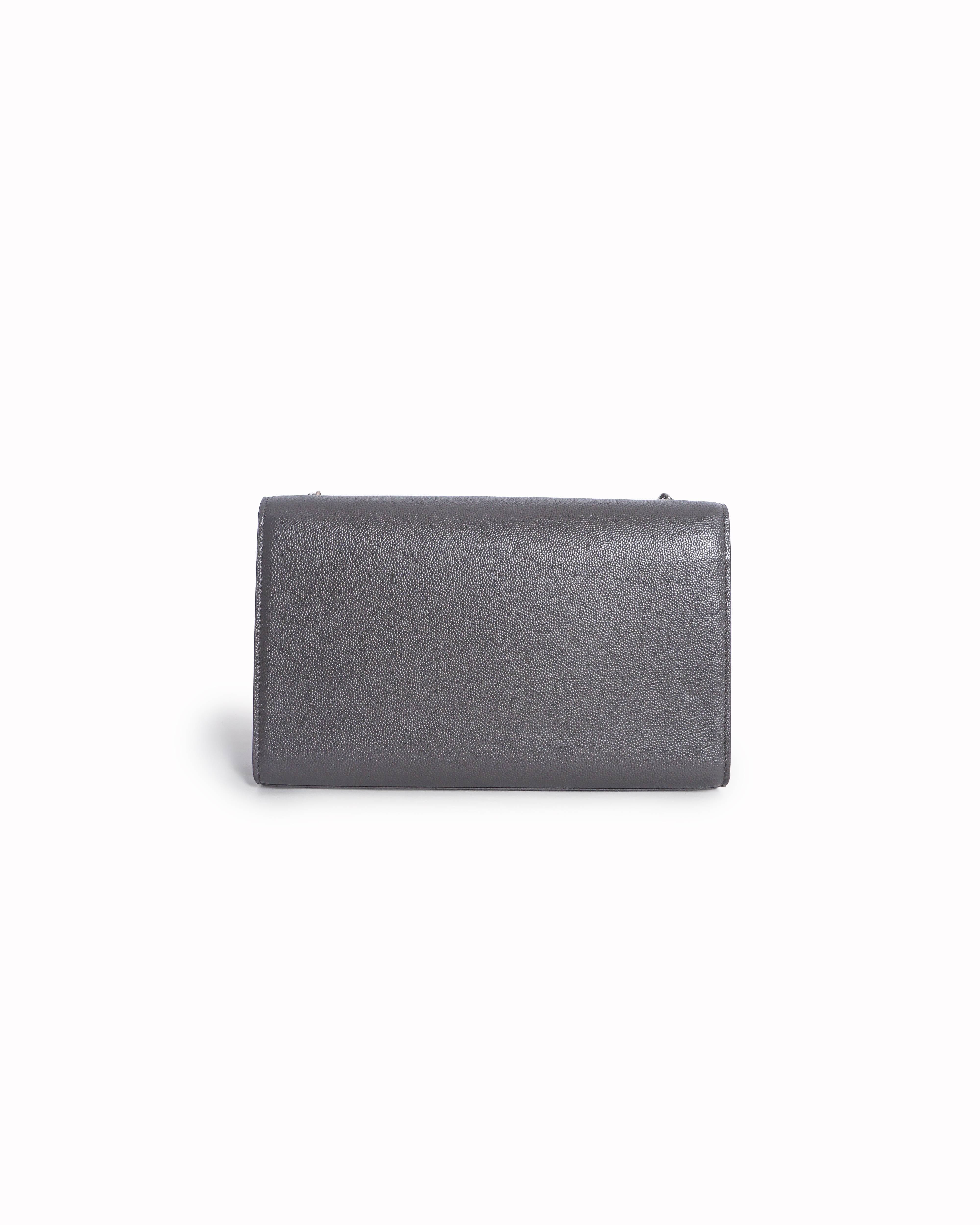 Saint Laurent Grey Grain de Poudre Kate Monogram Crossbody Bag