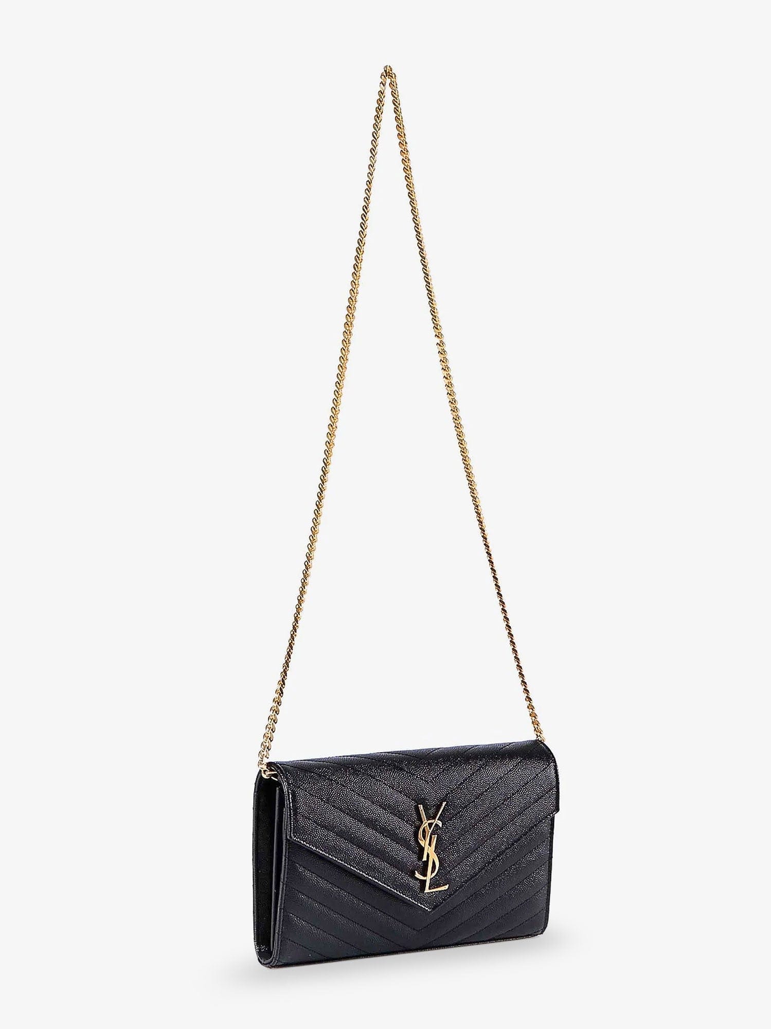 Saint Laurent Pochette Cassandre grain - de - poudre leather crossbody bag
