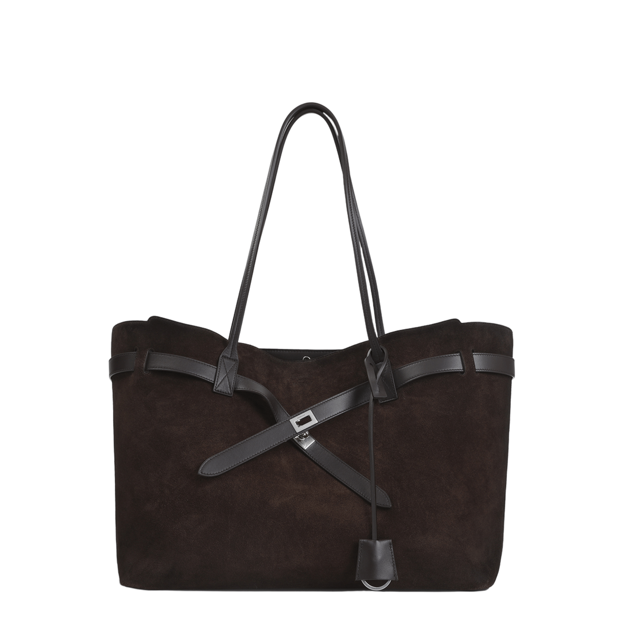 Balenciaga Bel Air Large Waxed Suede Calfskin Tote Bag - Light Espresso