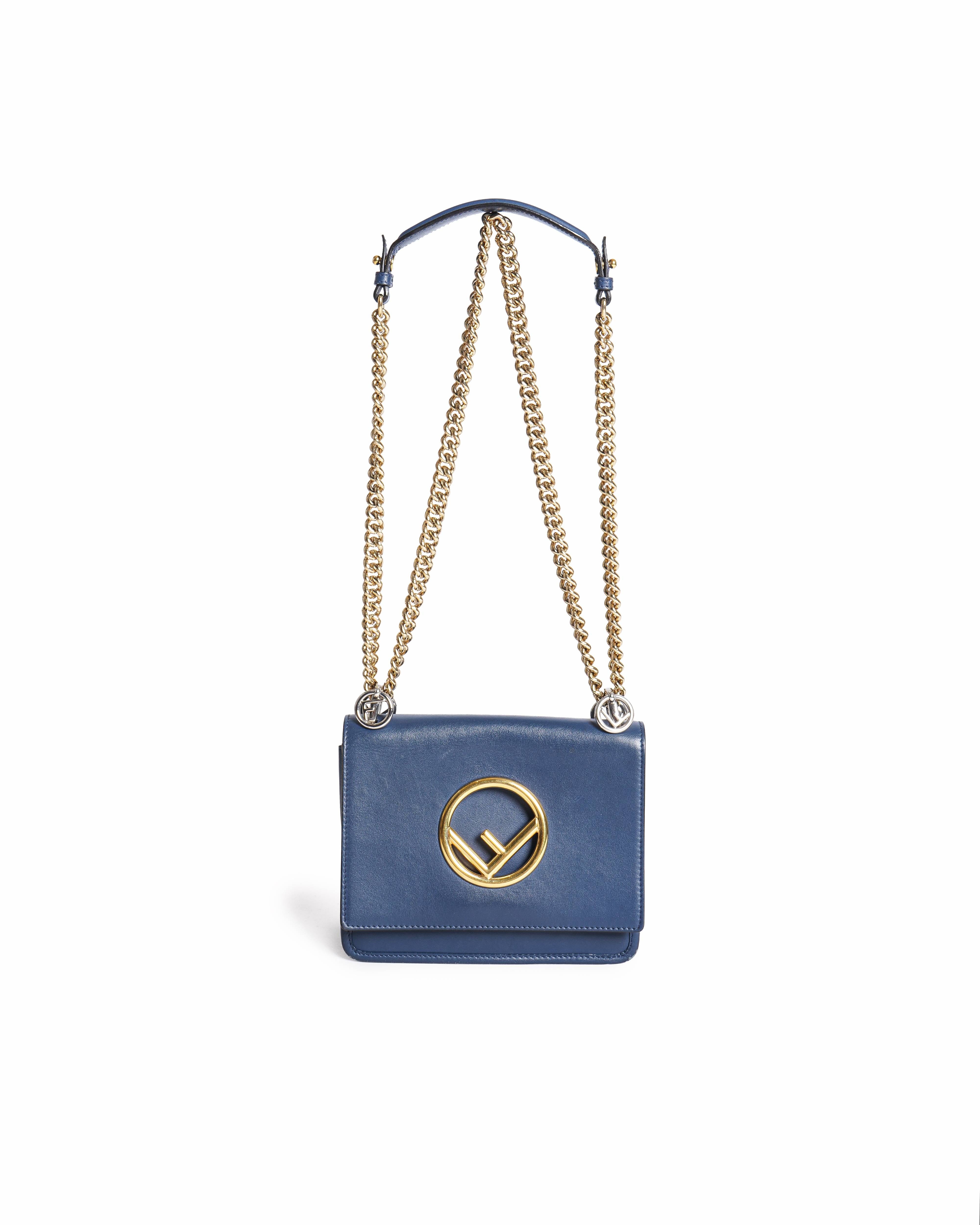 Fendi Blue leather Kan F crossbody bag