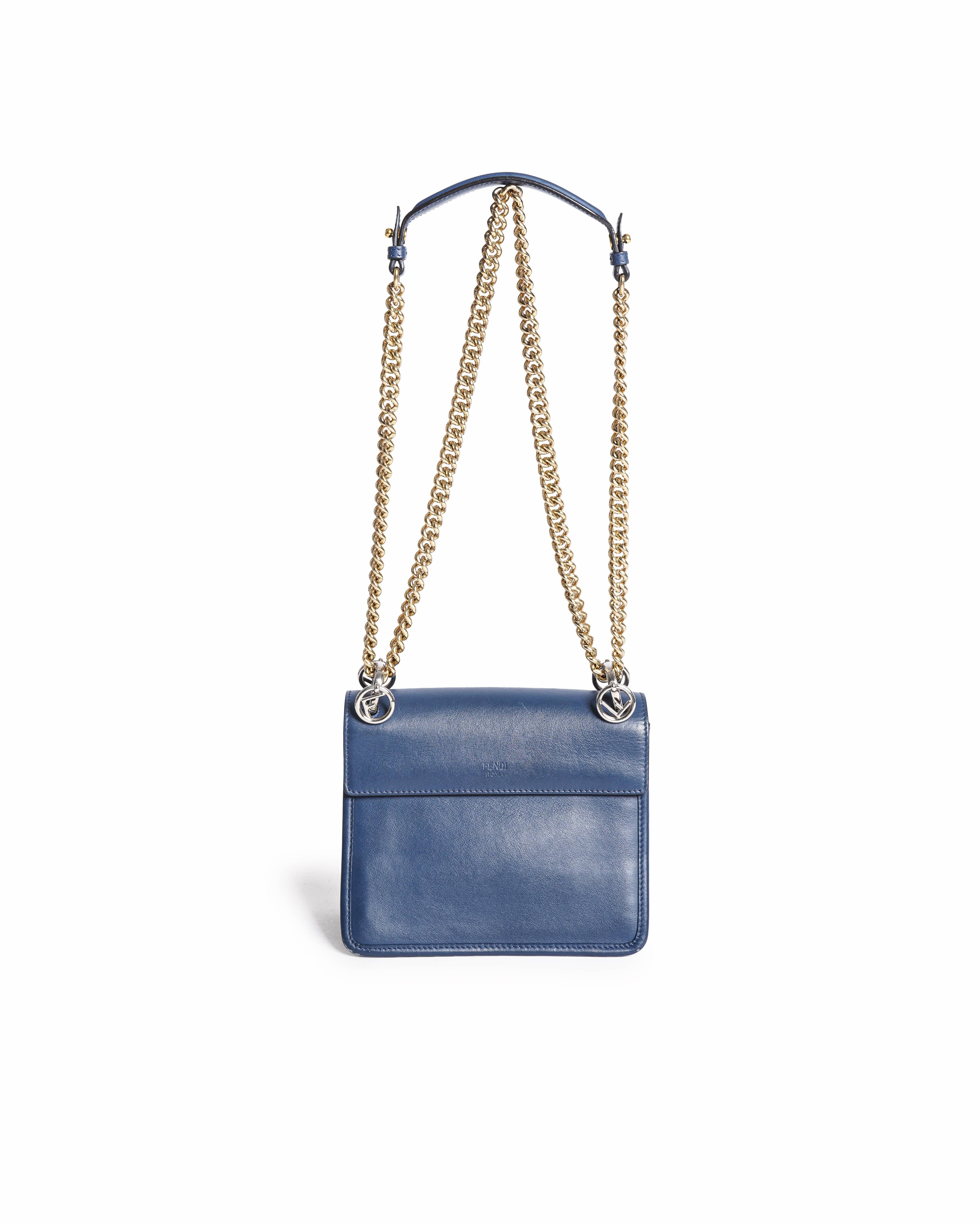 Fendi Blue leather Kan F crossbody bag