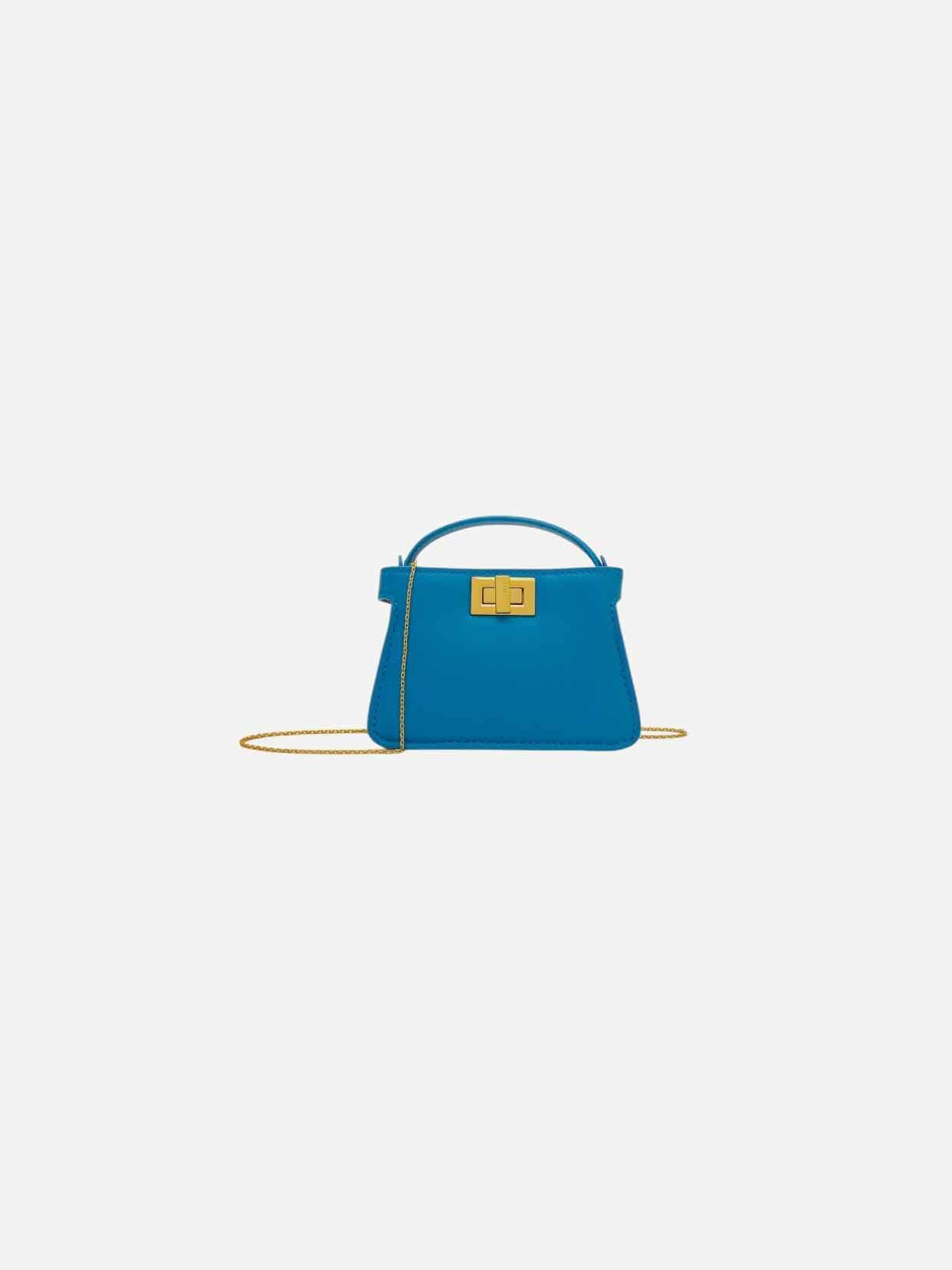 Fendi Nano Peekaboo Charm Blue Shoulder Bag