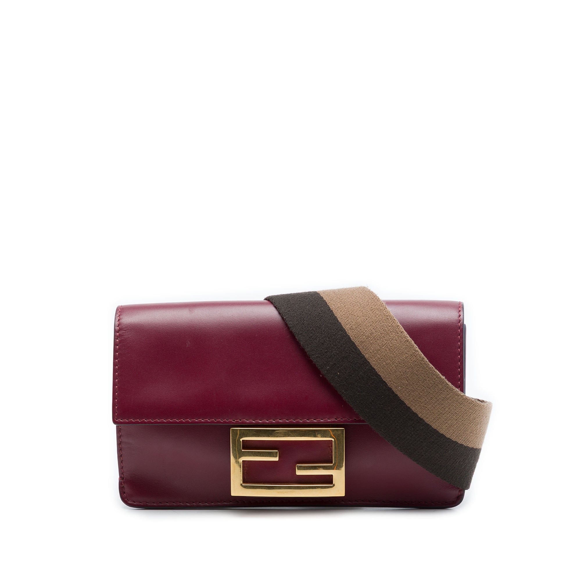 Fendi Mini Leather Flat Baguette Crossbody