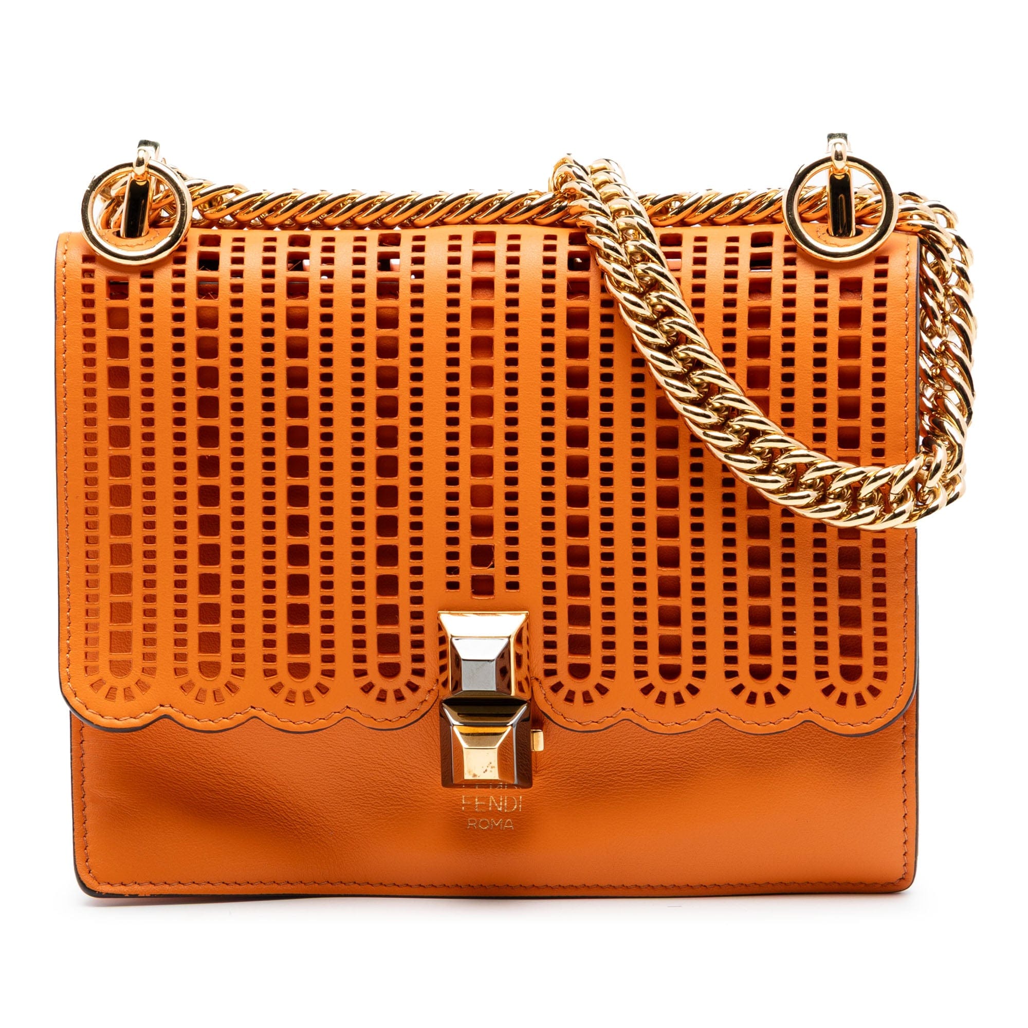 Fendi Small Vitello Grace Openwork Kan I Crossbody