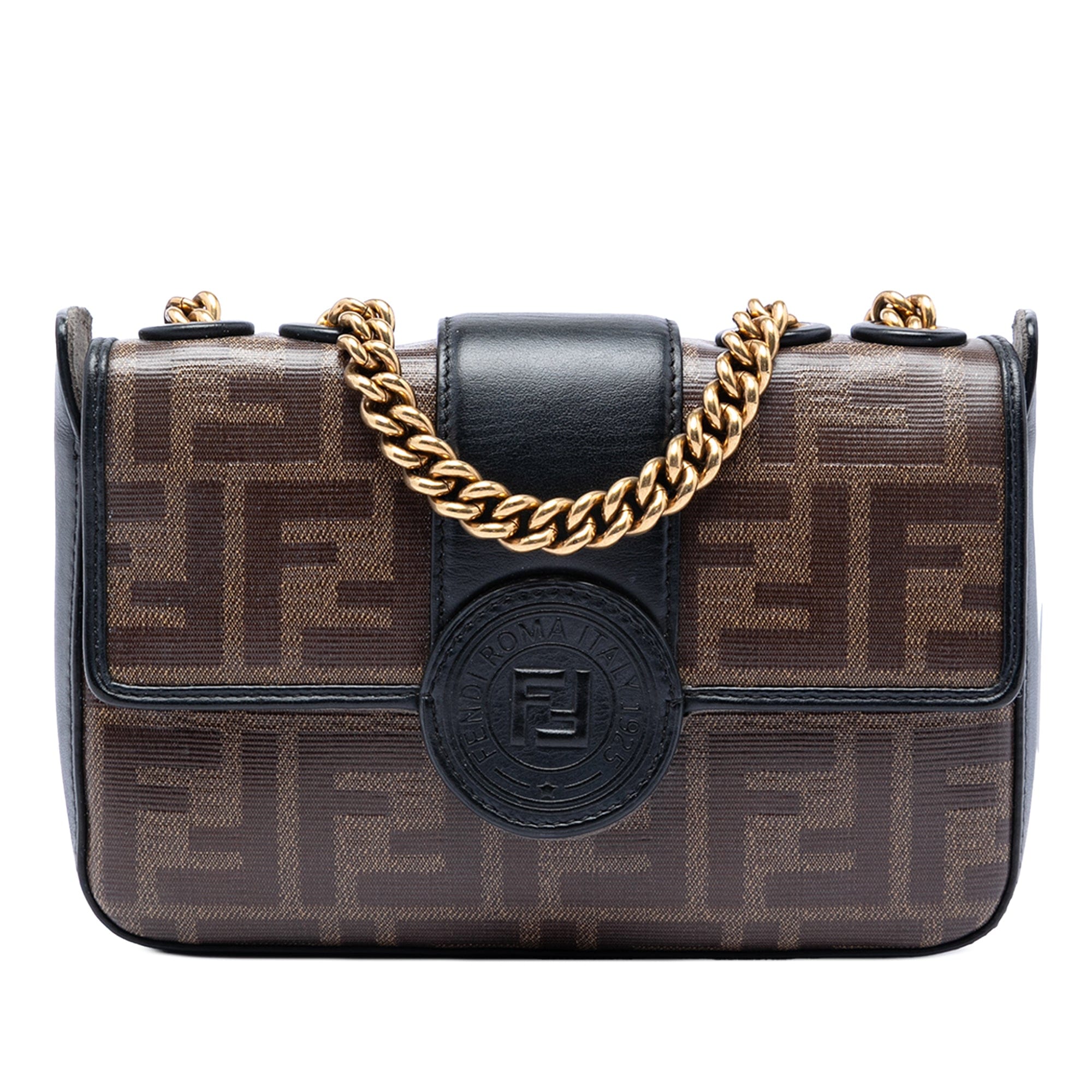 Fendi Mini FF 1974 Glazed Fabric Stamp Patch Crossbody