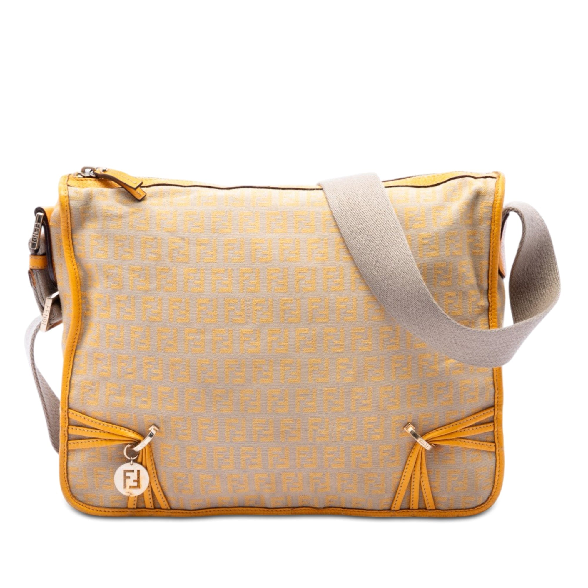 Fendi Zucchino Canvas F Charm Crossbody