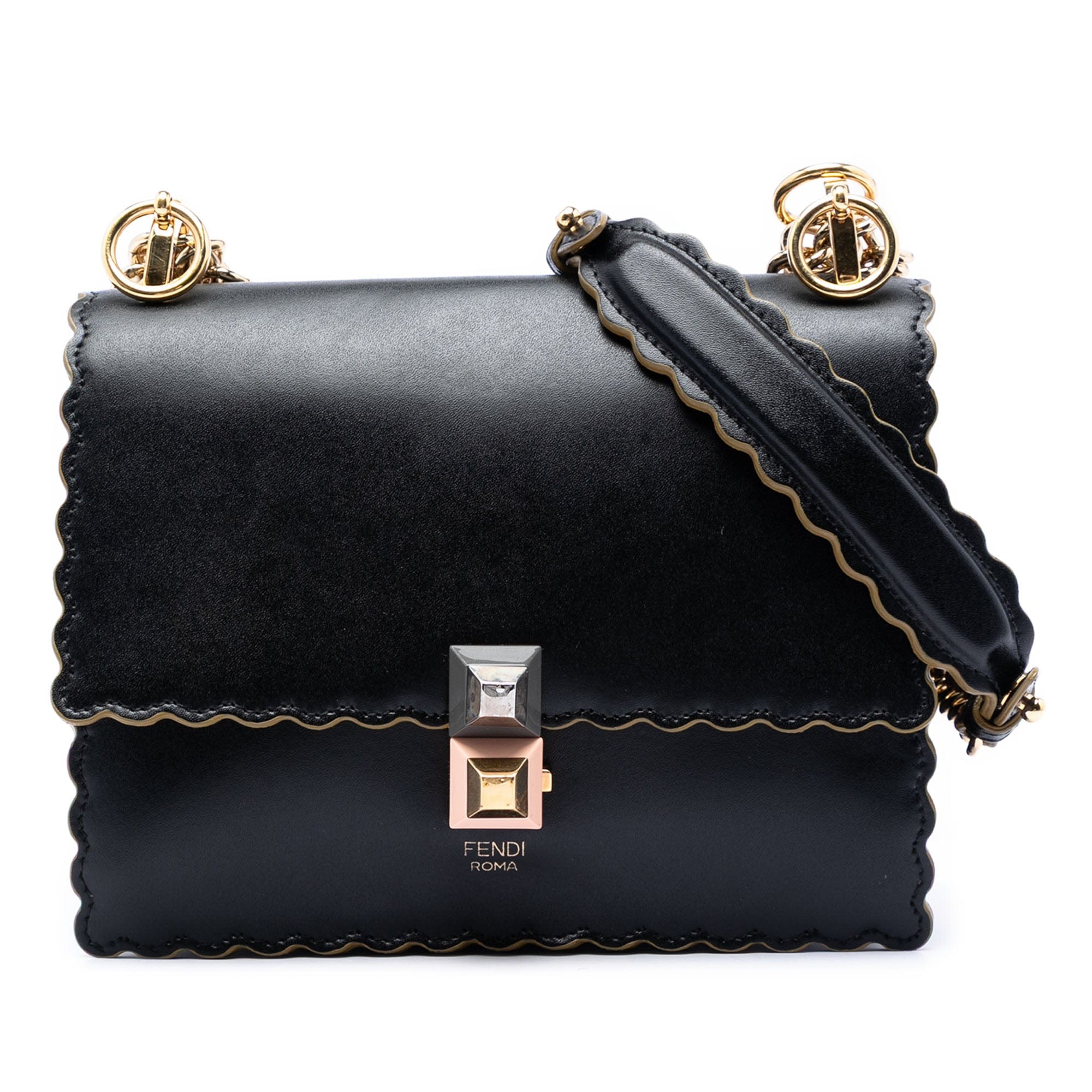 Fendi Small Scalloped Leather Kan I Crossbody