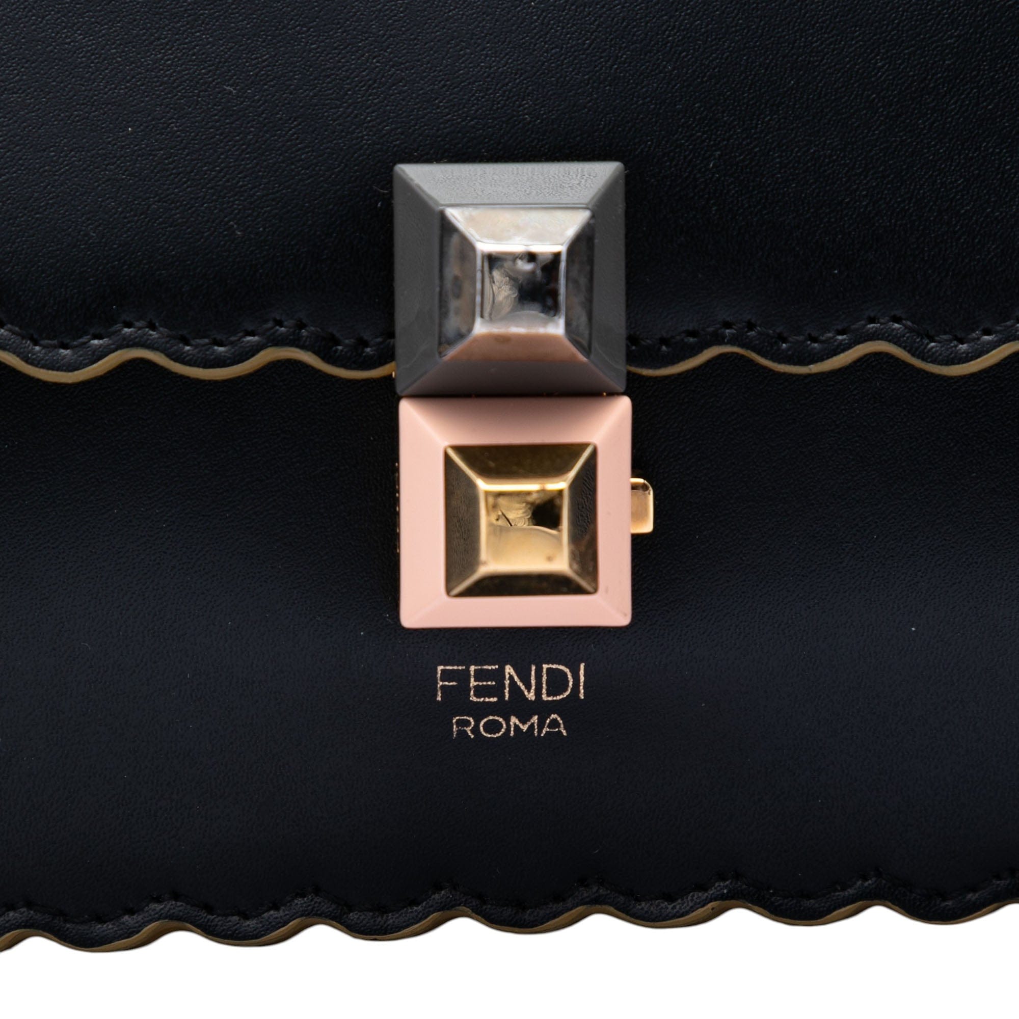 Fendi Small Scalloped Leather Kan I Crossbody