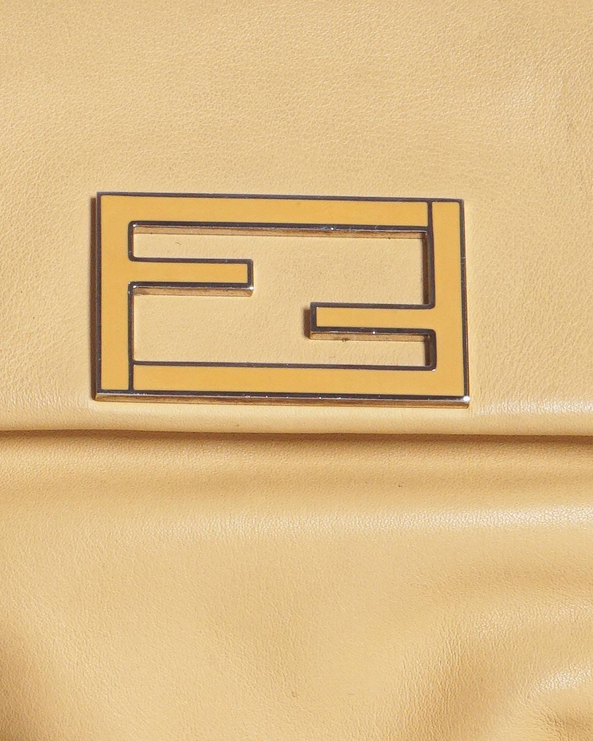 Fendi Yellow Leather Fendista Pochette Crossbody Bag