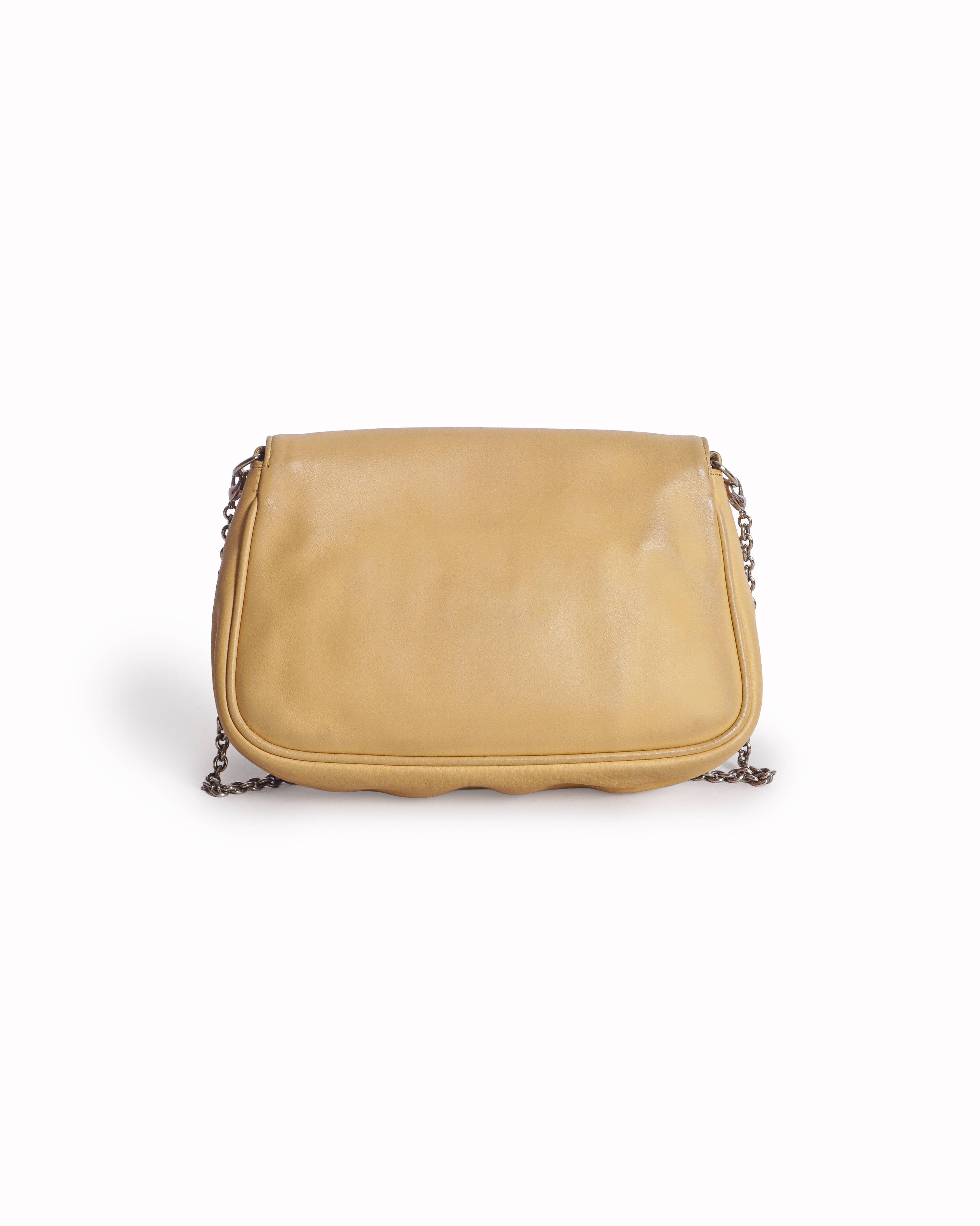 Fendi Yellow Leather Fendista Pochette Crossbody Bag
