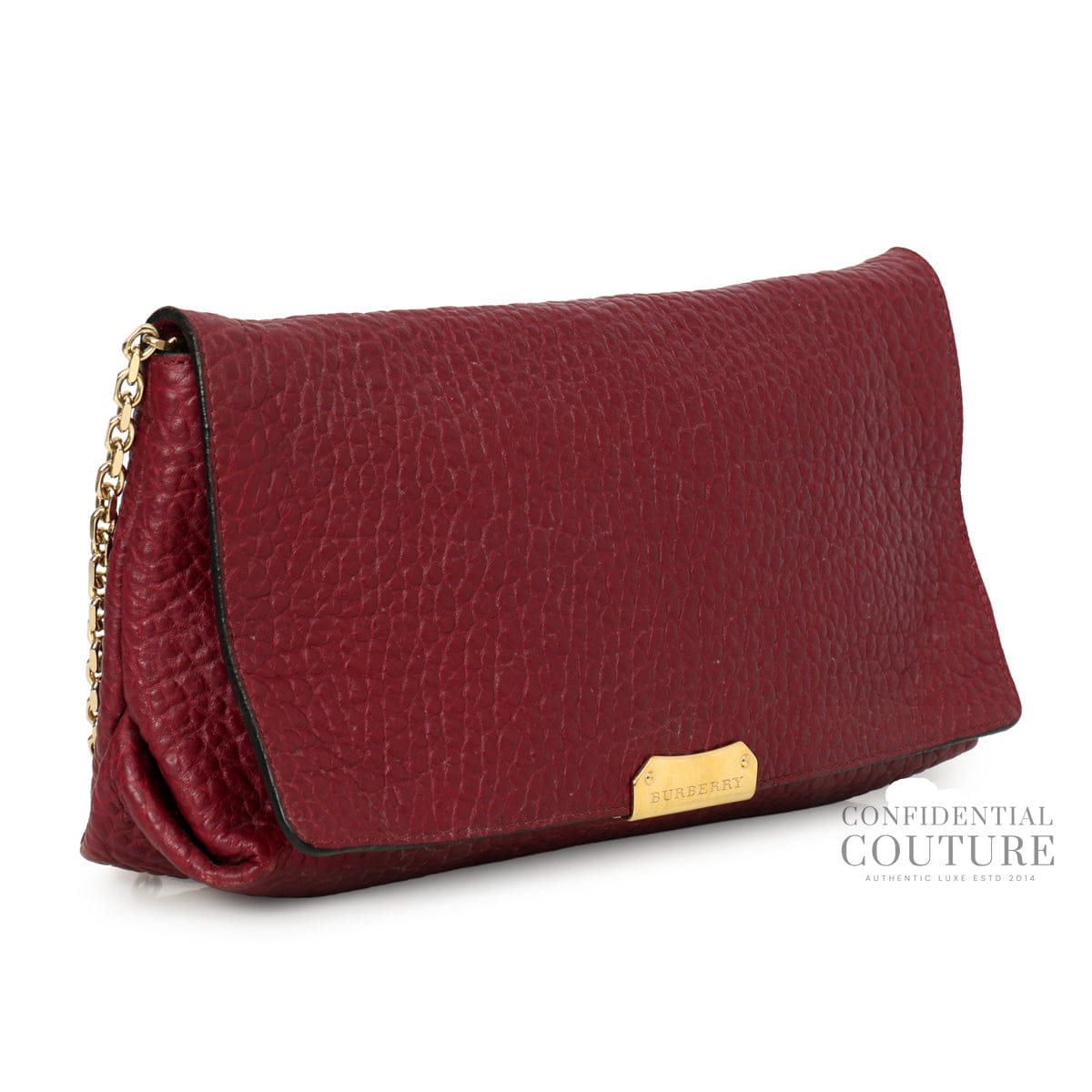 Burberry Wine Grained Leather Mildenhall Shoulder Bag