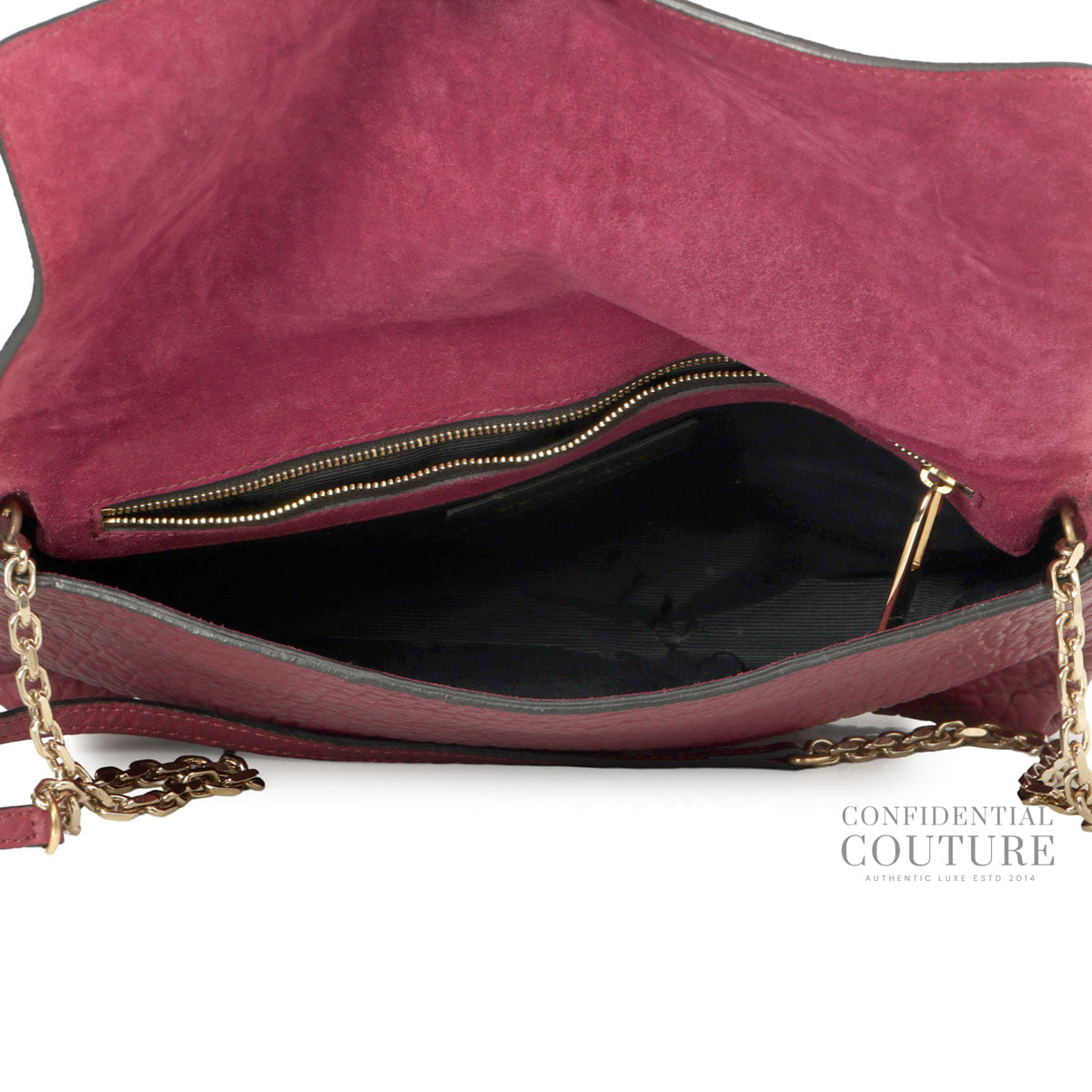 Burberry Wine Grained Leather Mildenhall Shoulder Bag