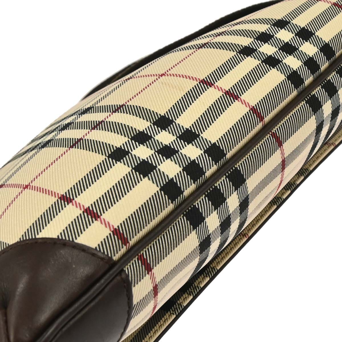 Burberry Beige Canvas Burberry Check Shoulder Bag