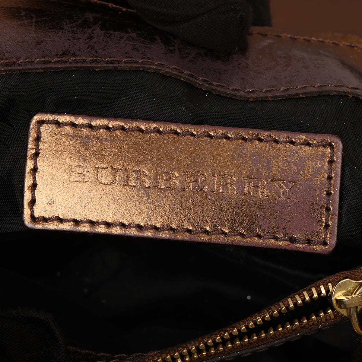 Burberry Metallic Brown Woven Leather and Suede Small Shoulder Bag