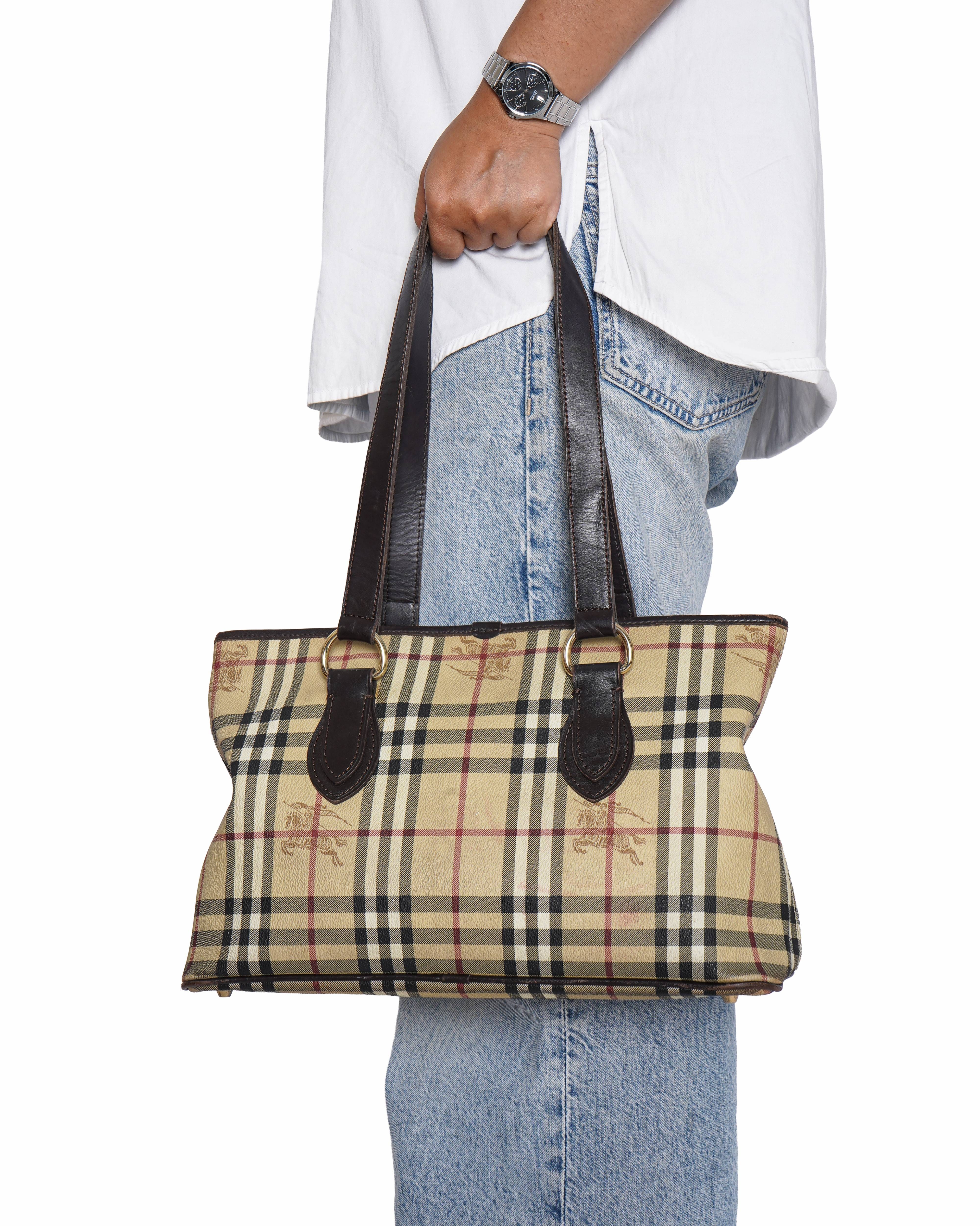 Burberry House Check Shoulder Bag In Canvas & Leather